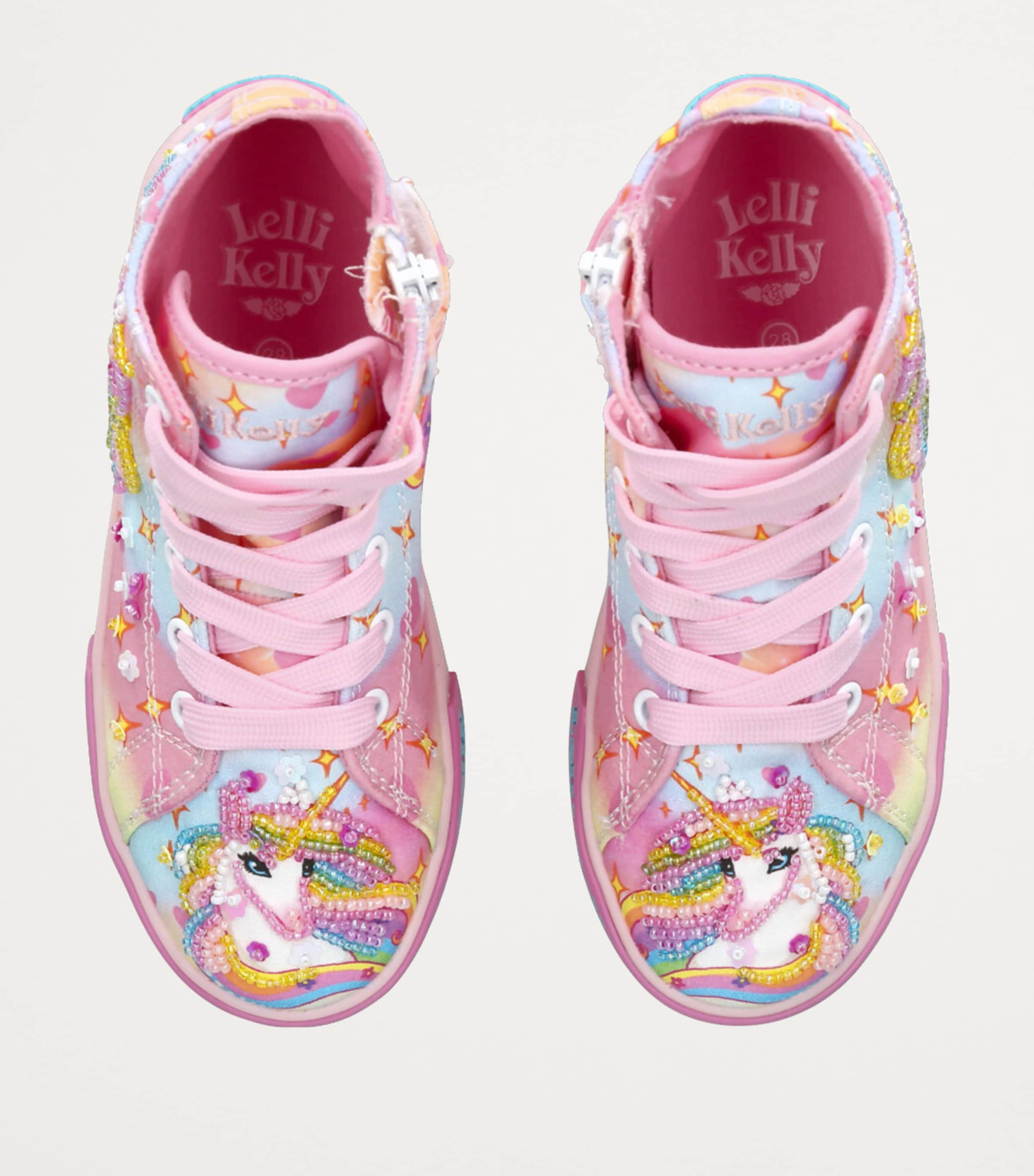 Lelli Kelly Pink Unicorn Rainbow High-Top Sneakers Harrods UK