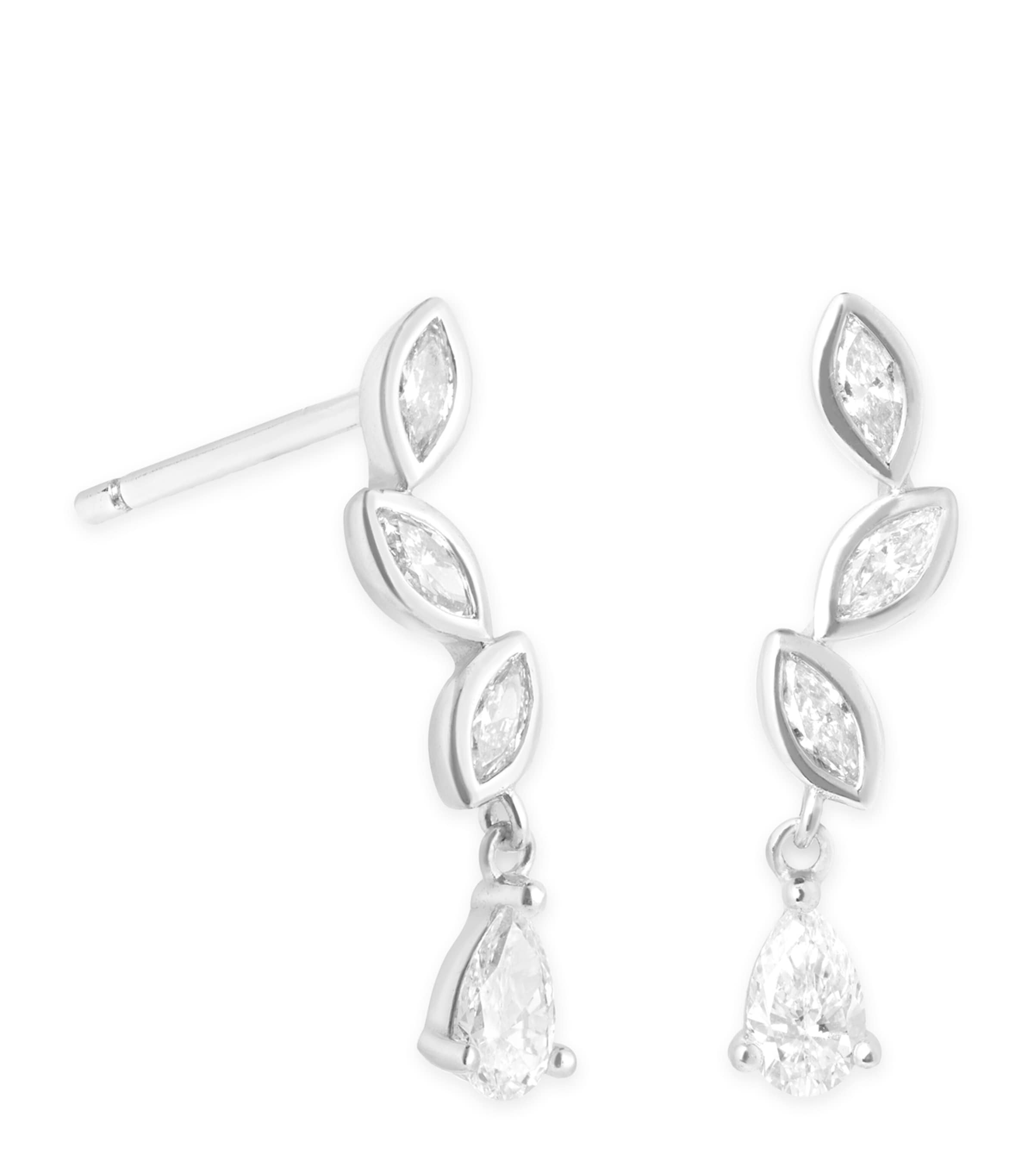 Astrid & Miyu White Gold And Diamond Earrings In Silver