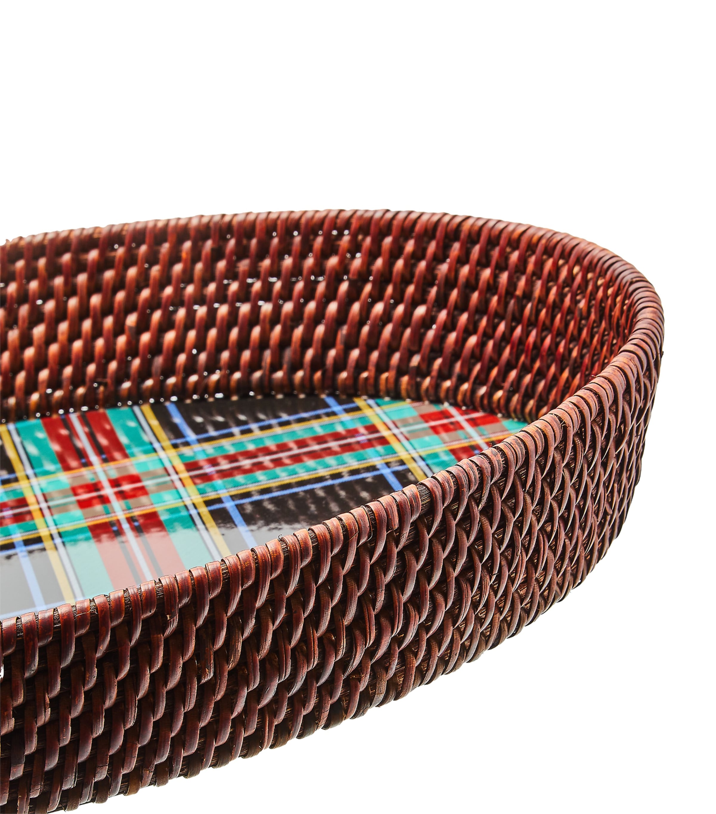 Rattan-Trim Serving Tray (38cm) BLACK Image 2