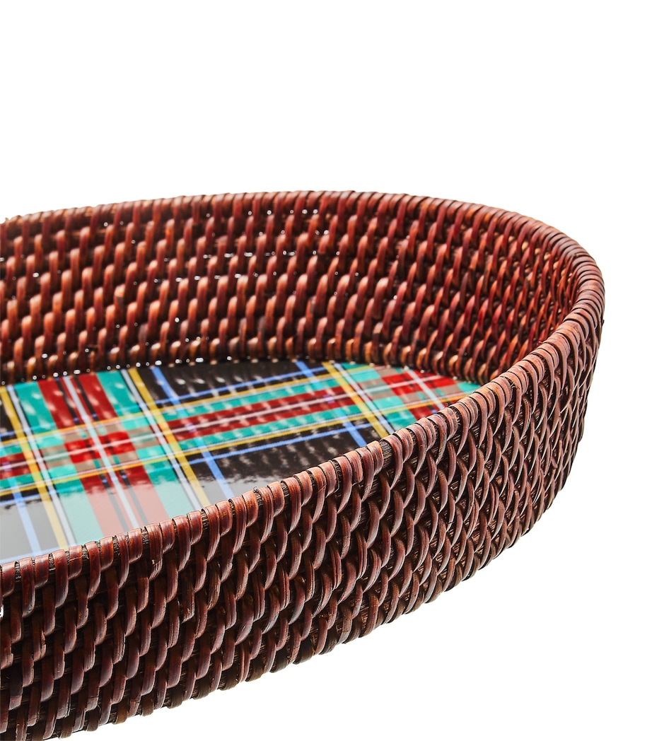 Rattan-Trim Serving Tray (38cm) BLACK Image 2