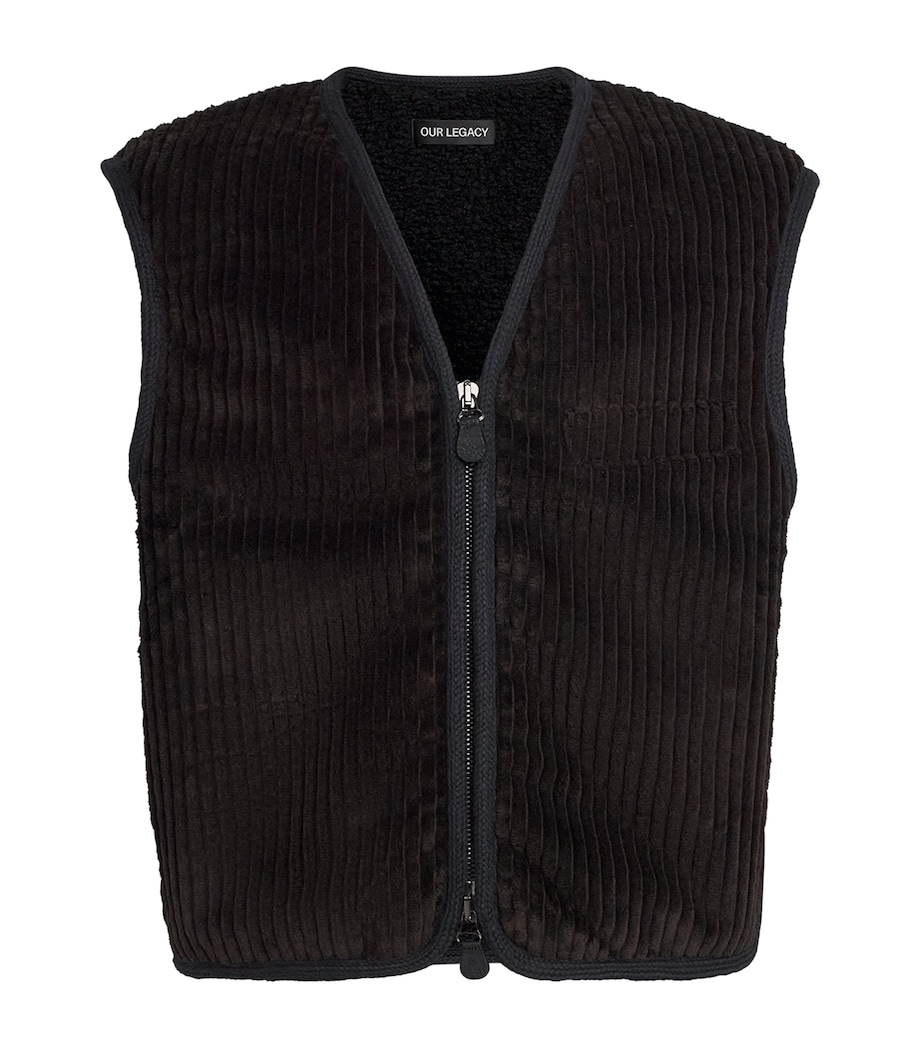 Corduroy Top Vest Zip-Up Gilet PROFOUND BROWN Image 1