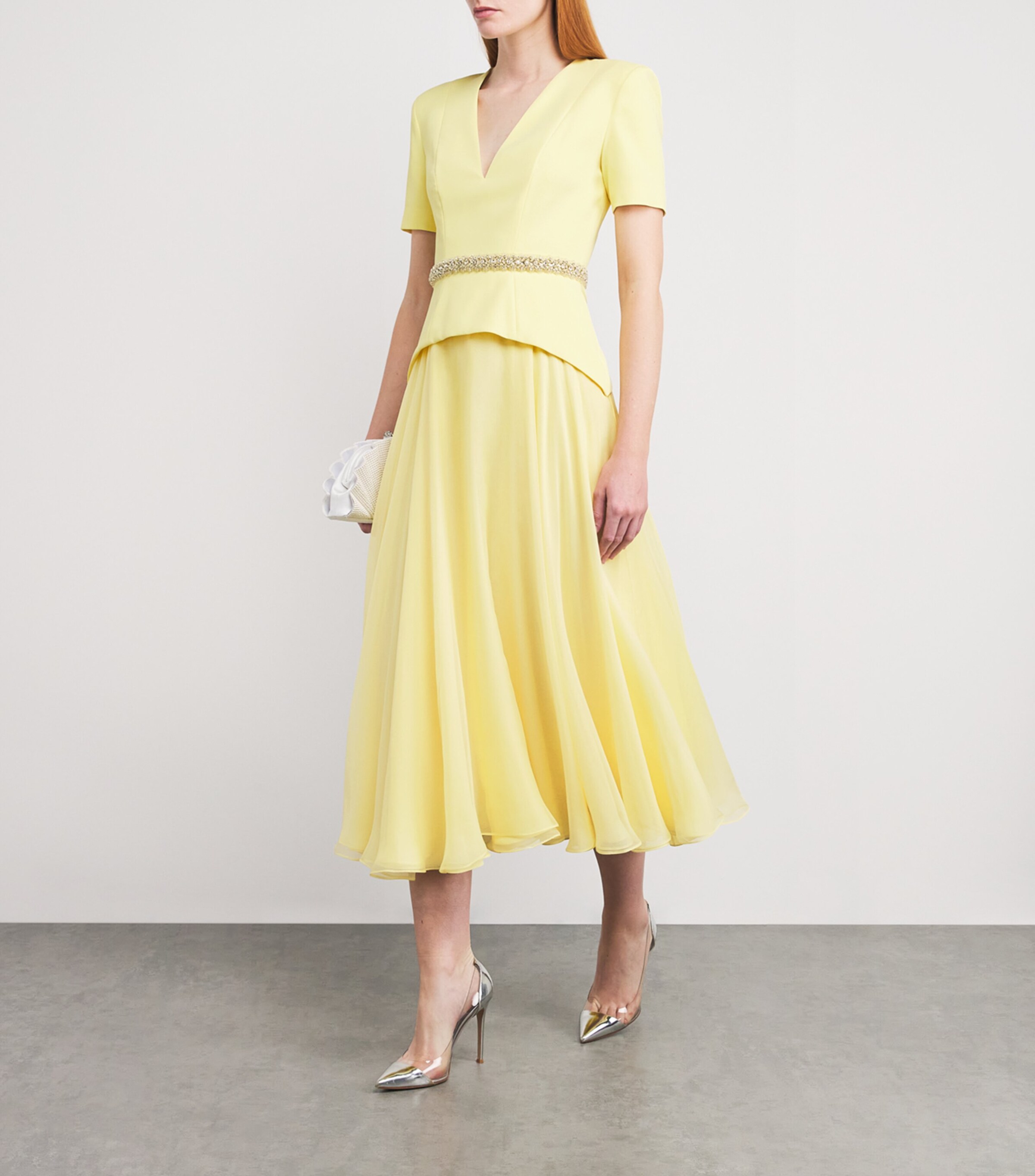 SABINA BILENKO Womens Silk-Blend Linda Midi Dress Yellow Image 2