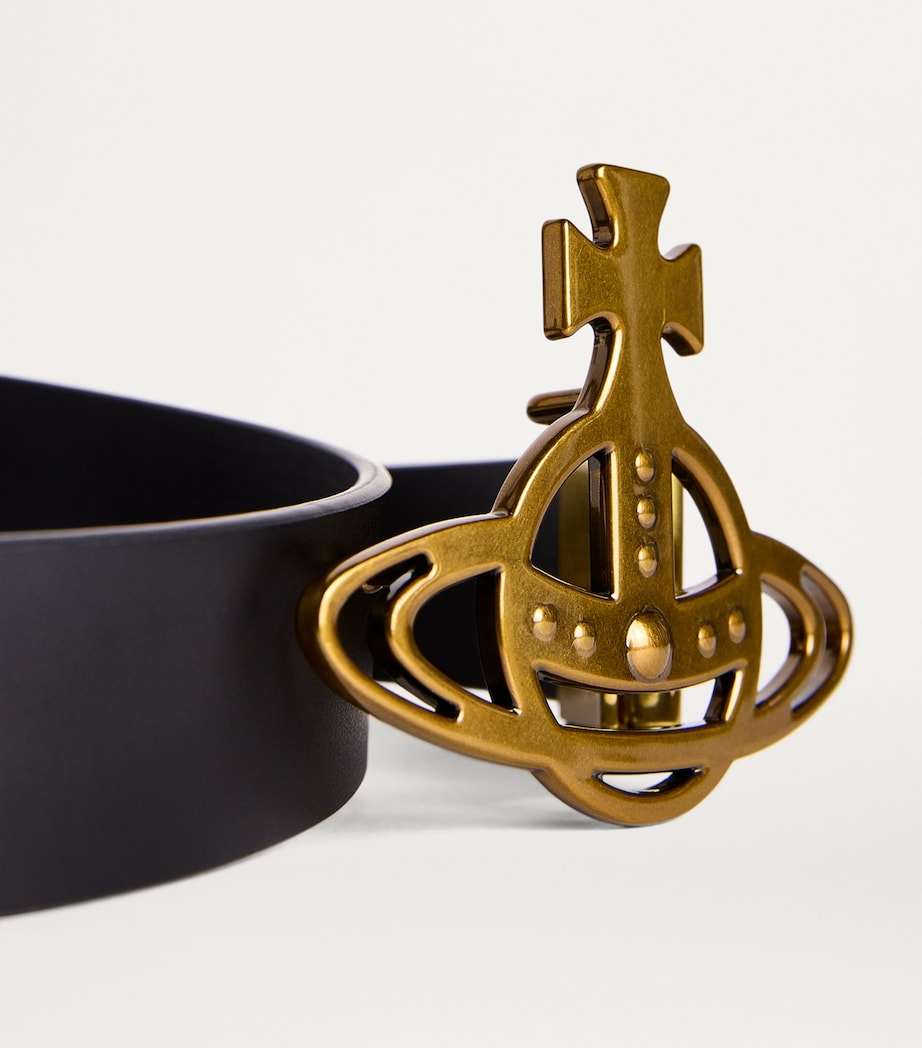 Leather Line Orb Buckle Belt N401 BLACK Image 5