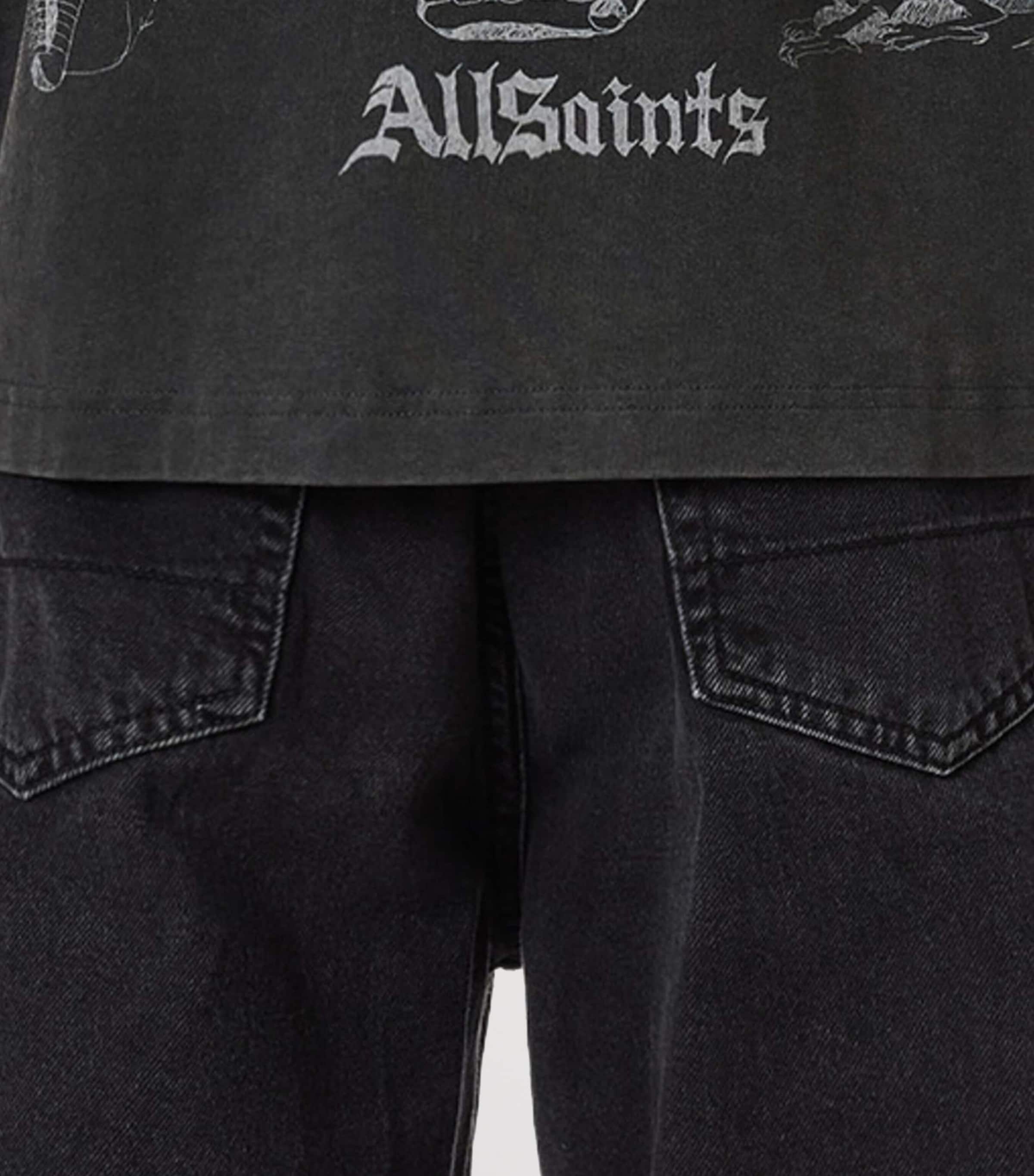 AllSaints Mens Organic Cotton Ignis T-Shirt Washed Black Image 5
