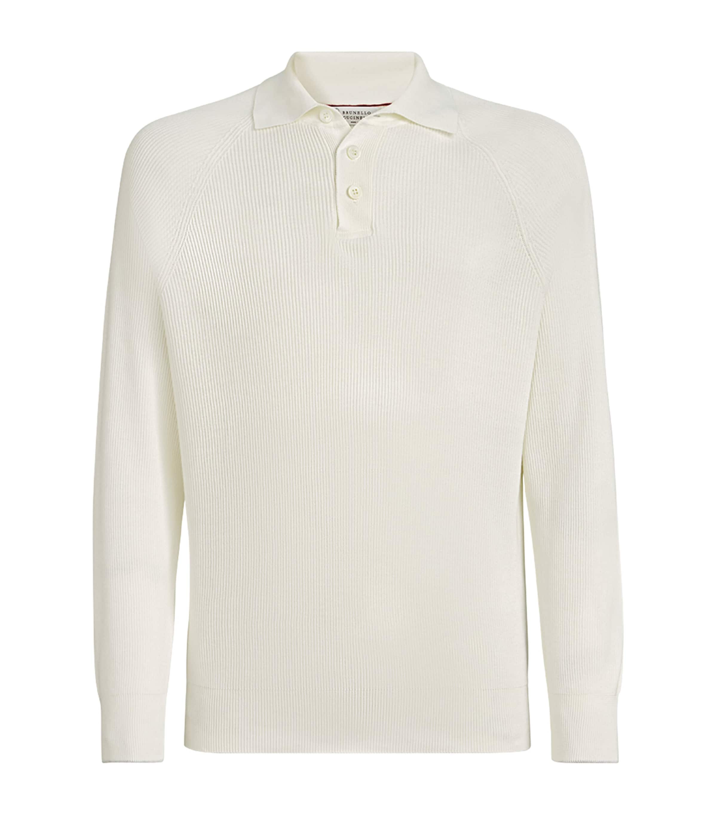 Brunello Cucinelli Mens Cotton Rib-Knit Polo Sweater Image 1