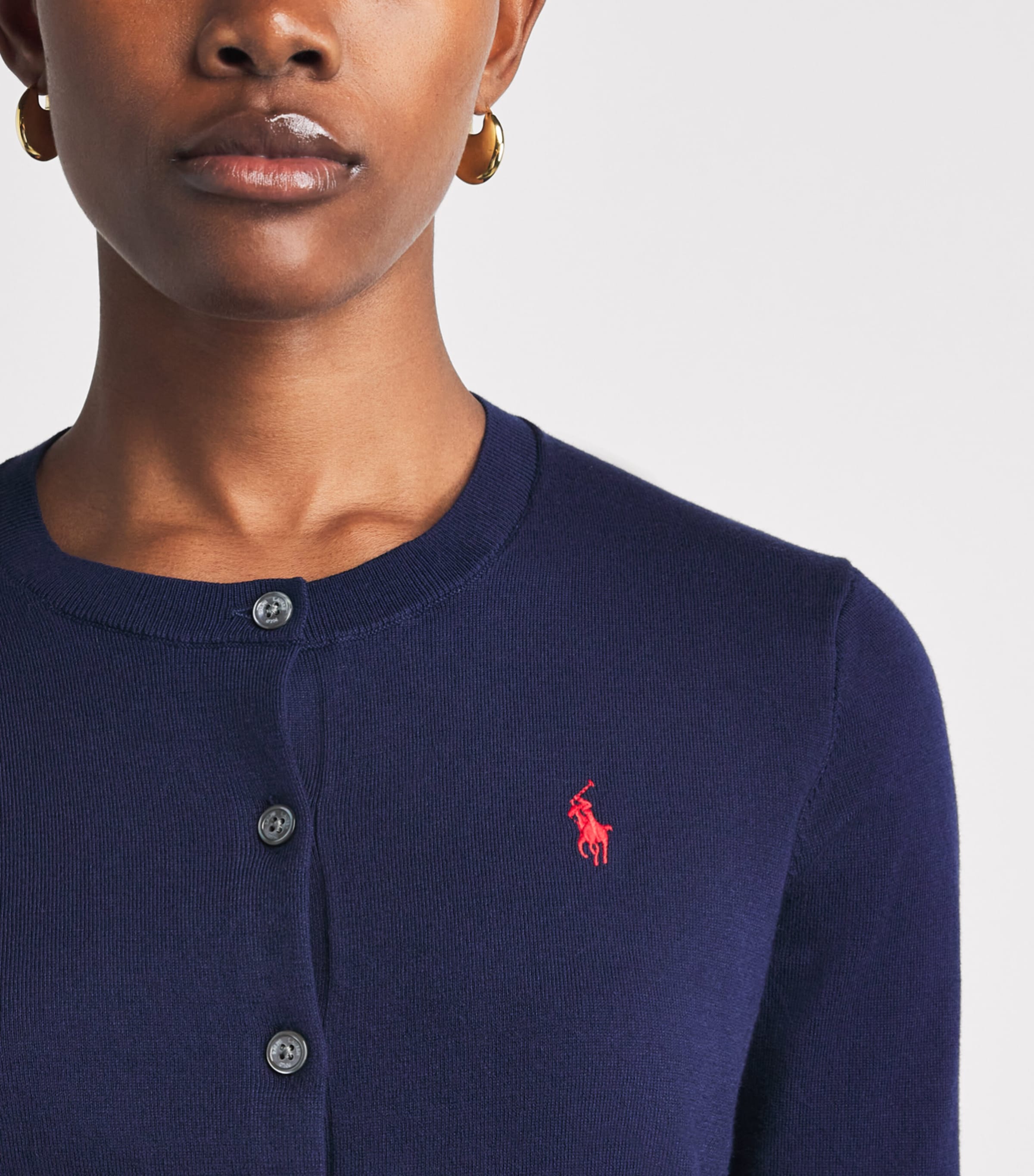 Polo Ralph Lauren Womens Cotton-Blend Cardigan Bright Navy Image 3