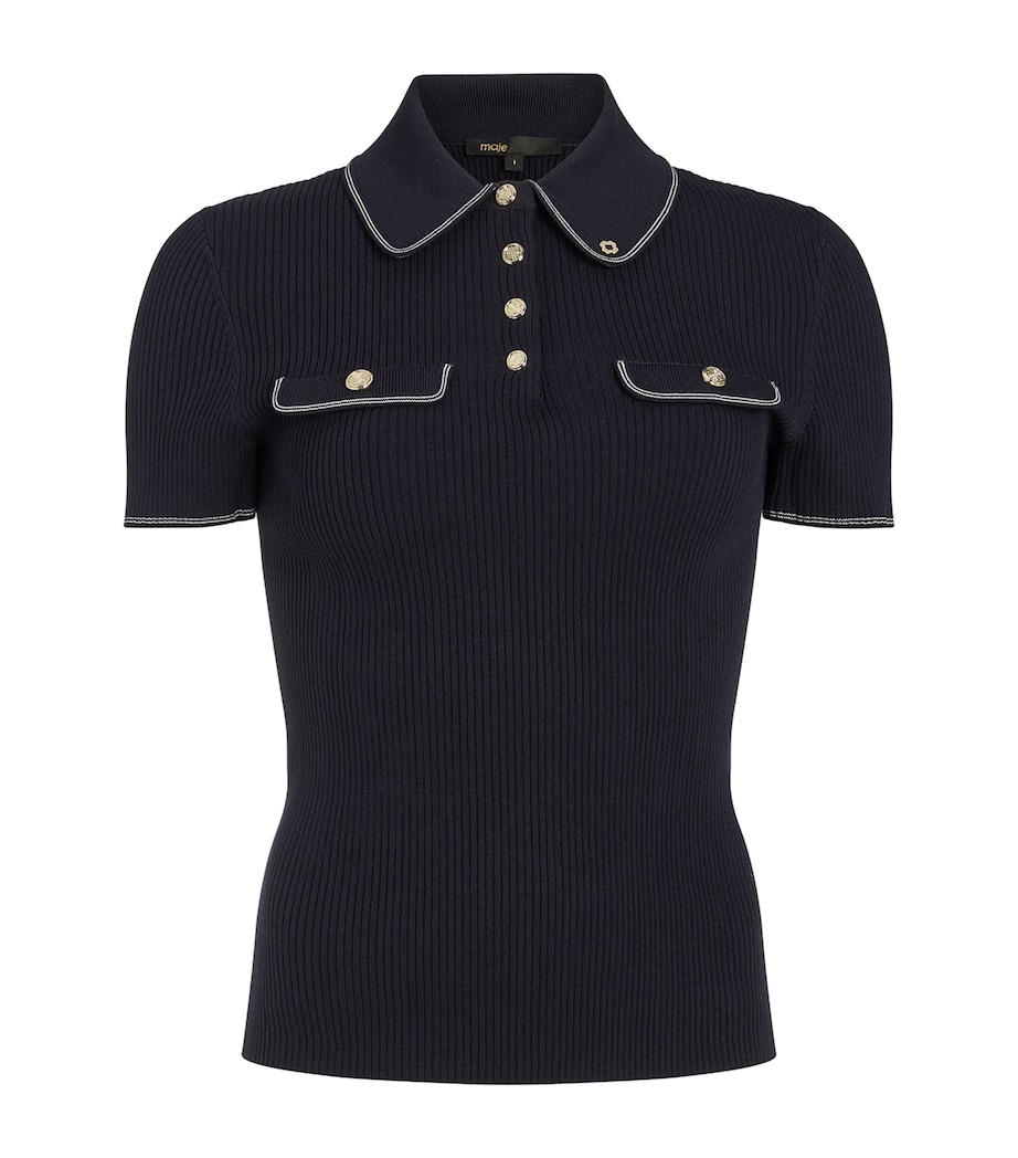 Ribbed Polo Shirt NAVY Image 1
