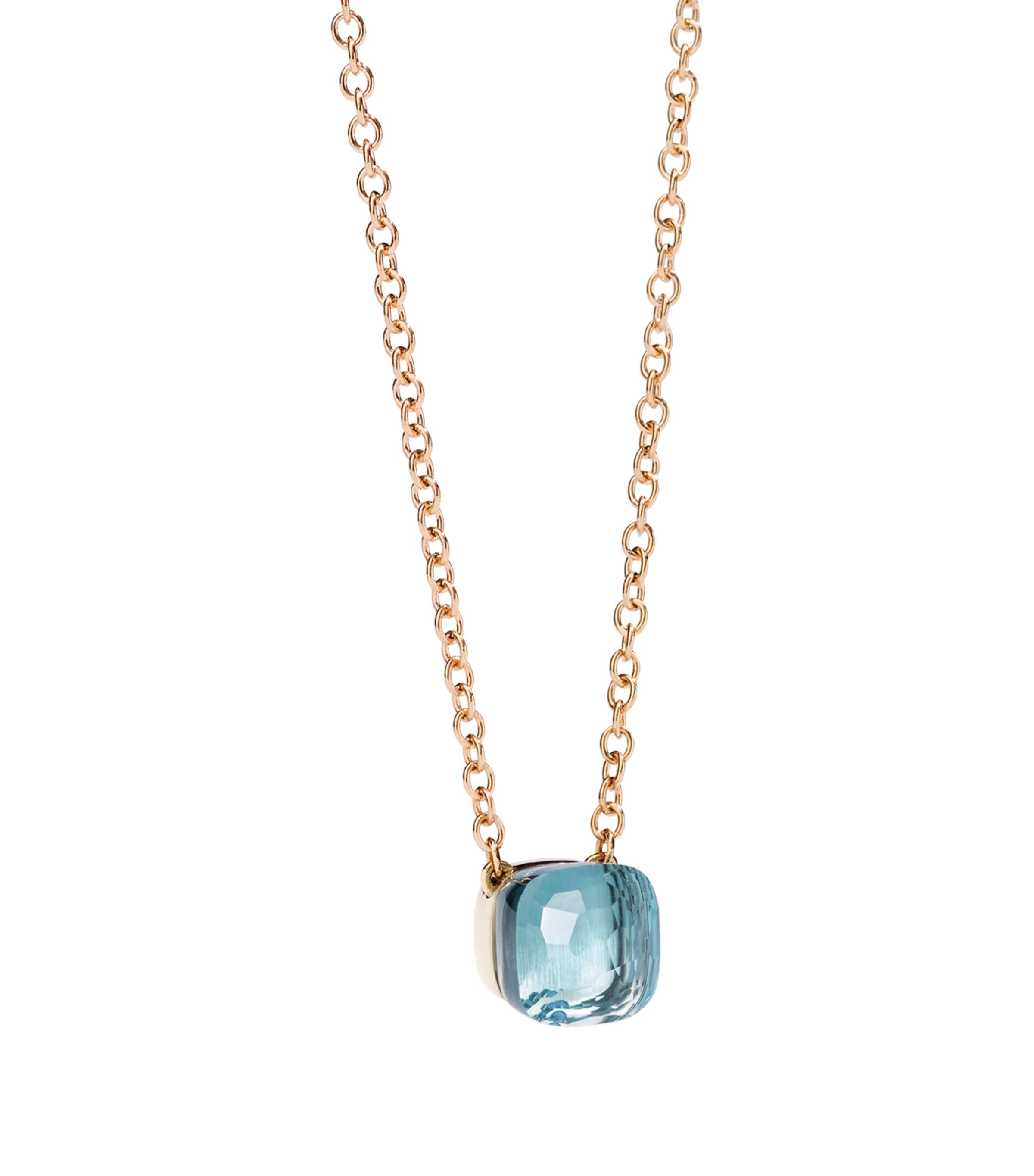 Pomellato Rose Gold Nudo Pendant Necklace In Blue