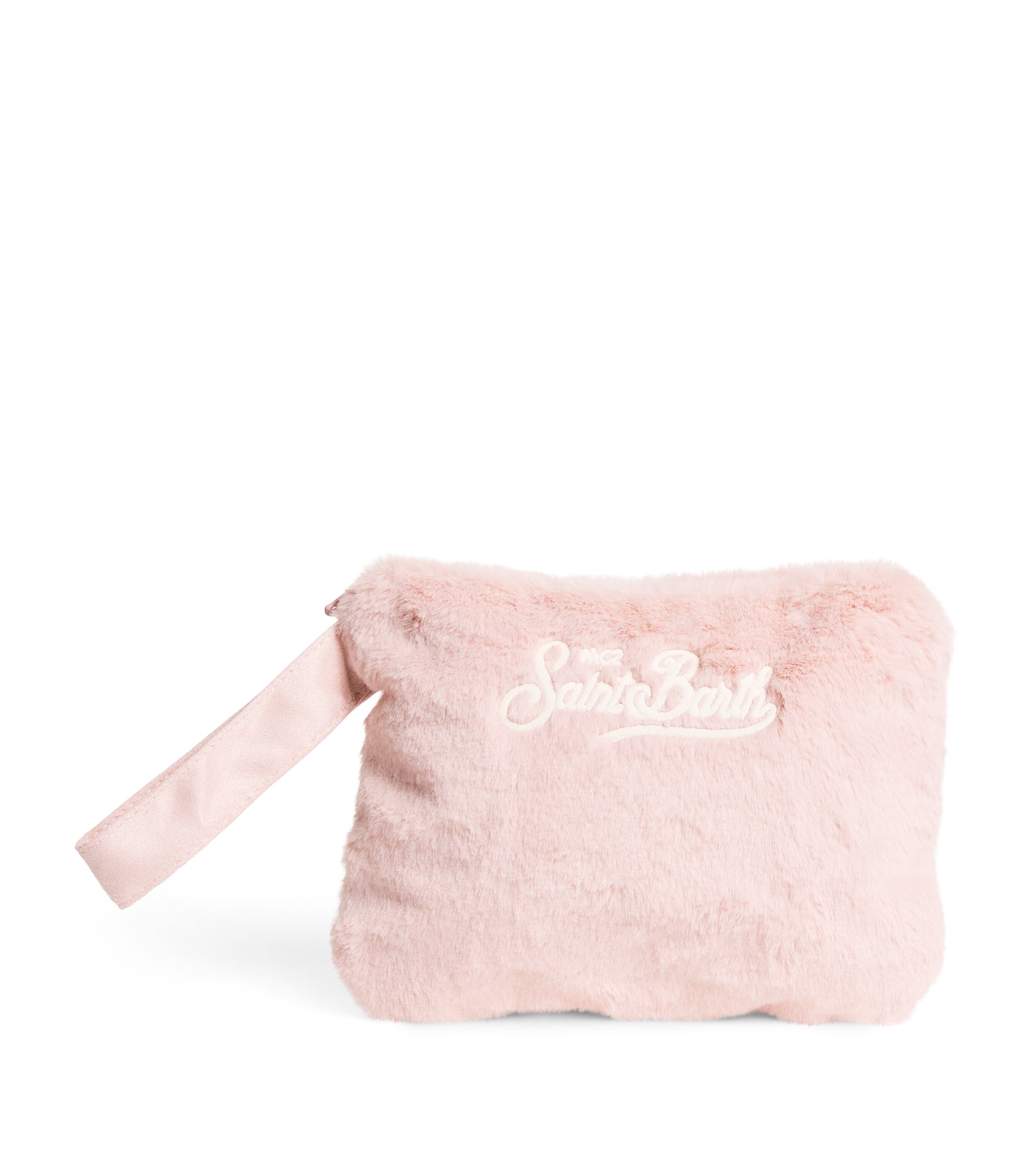 Mc2 Saint Barth Kids' Faux Fur Wash Bag In Pink