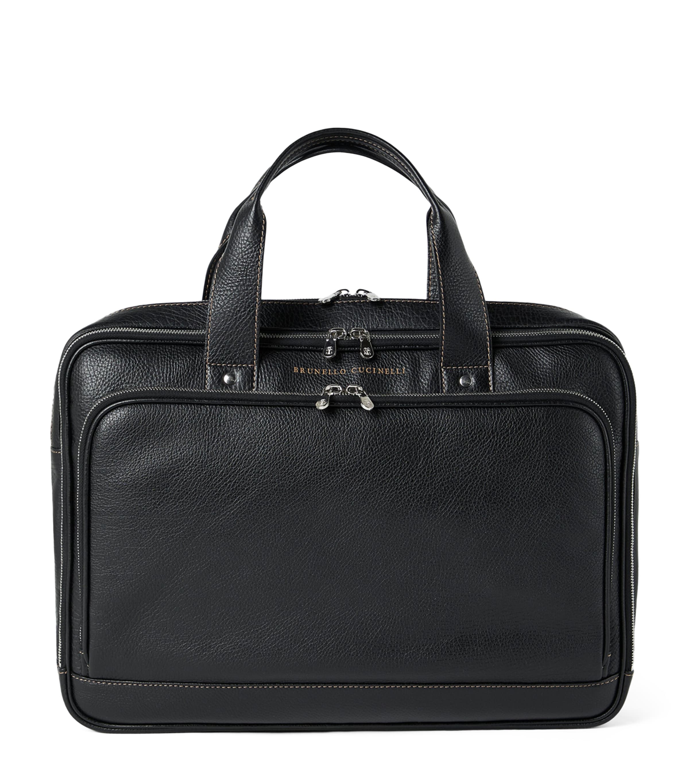 Brunello Cucinelli Black Grained Calfskin Briefcase | Harrods US