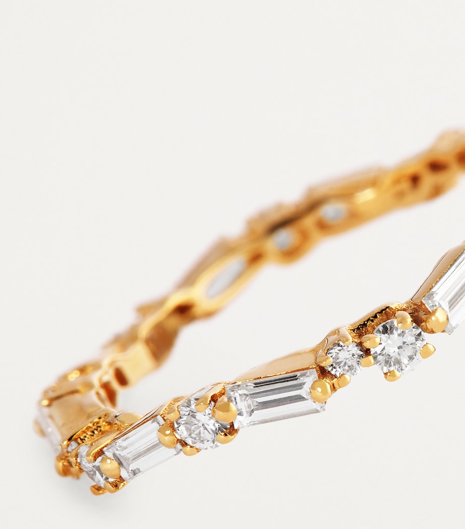 Yellow Gold and Diamond Thin Mix Eternity Ring 18K YG/WD Image 6