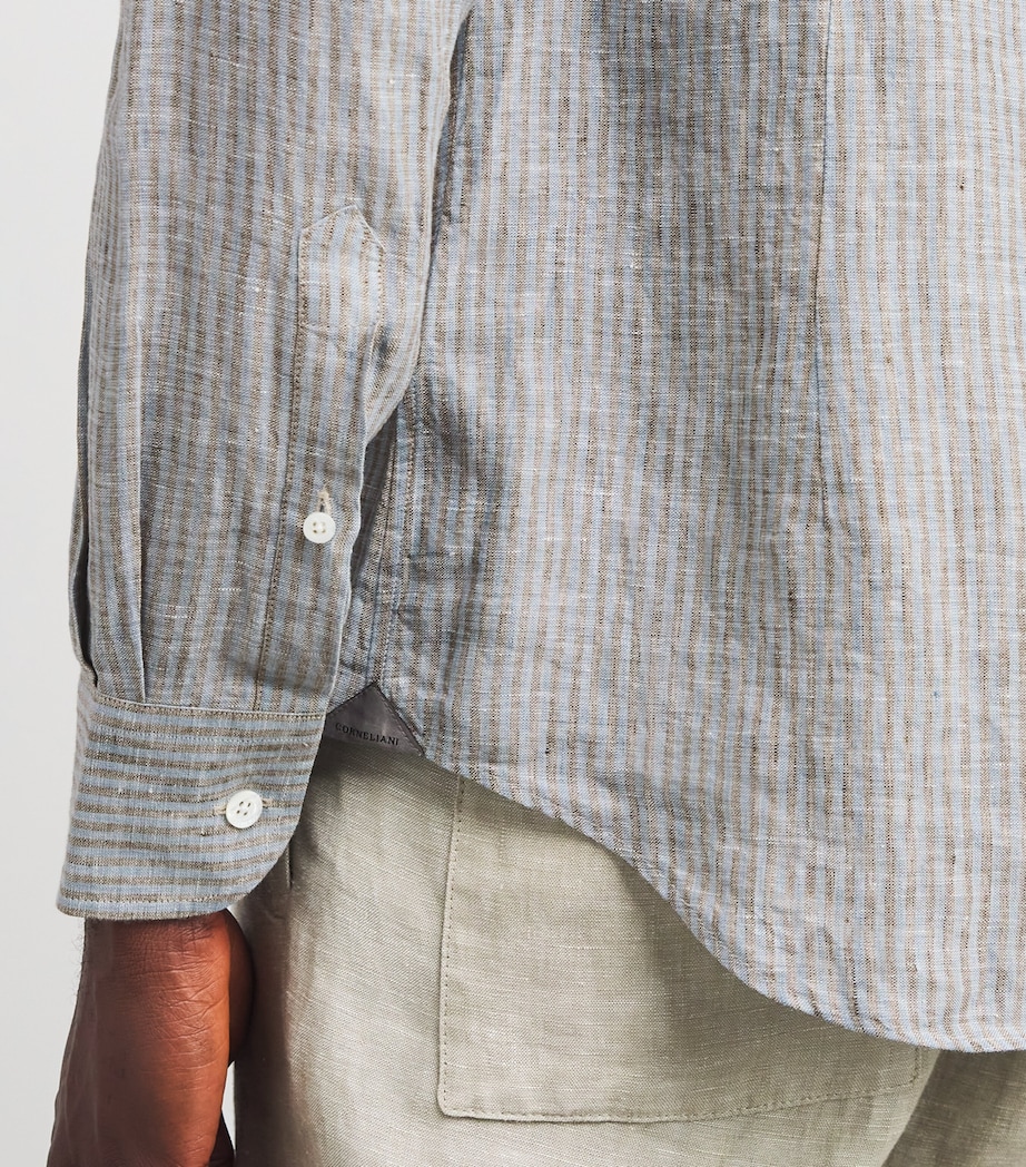 Linen Stripe Shirt 01 NAVY BLUE Image 6