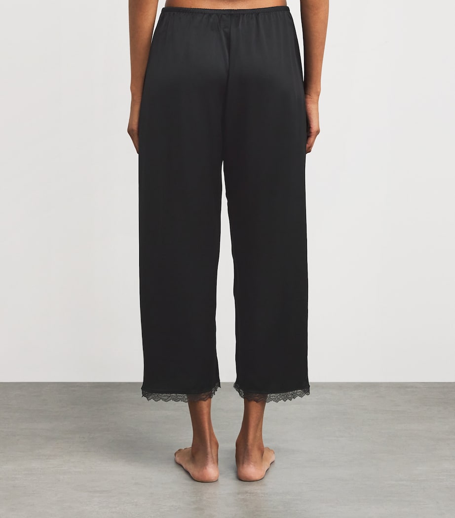 Satin Lace-Trim Barb Cropped Trousers BLACK Image 4