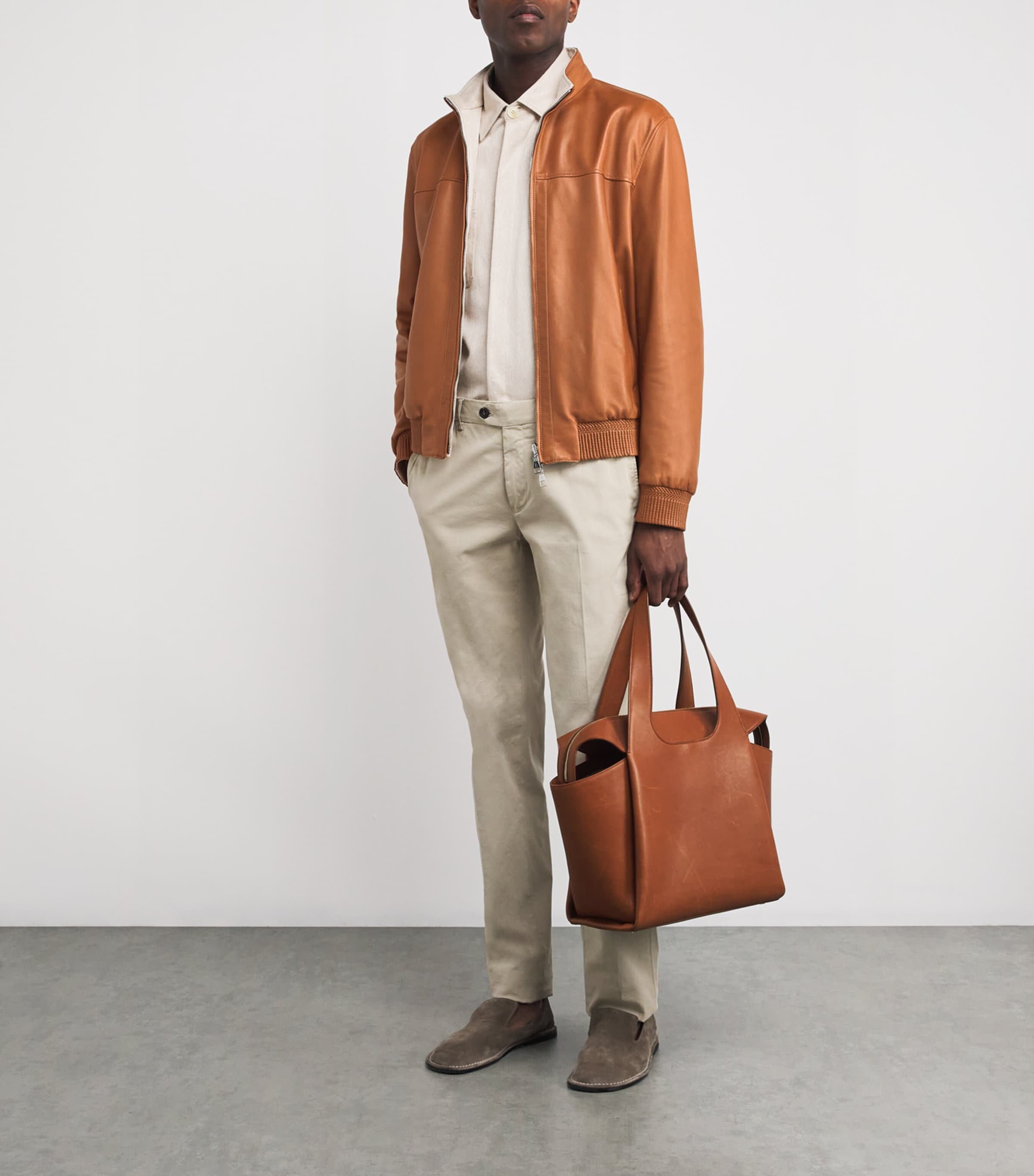 Leather Reversible Bomber Jacket COGNAC SCURO/NAT Image 2