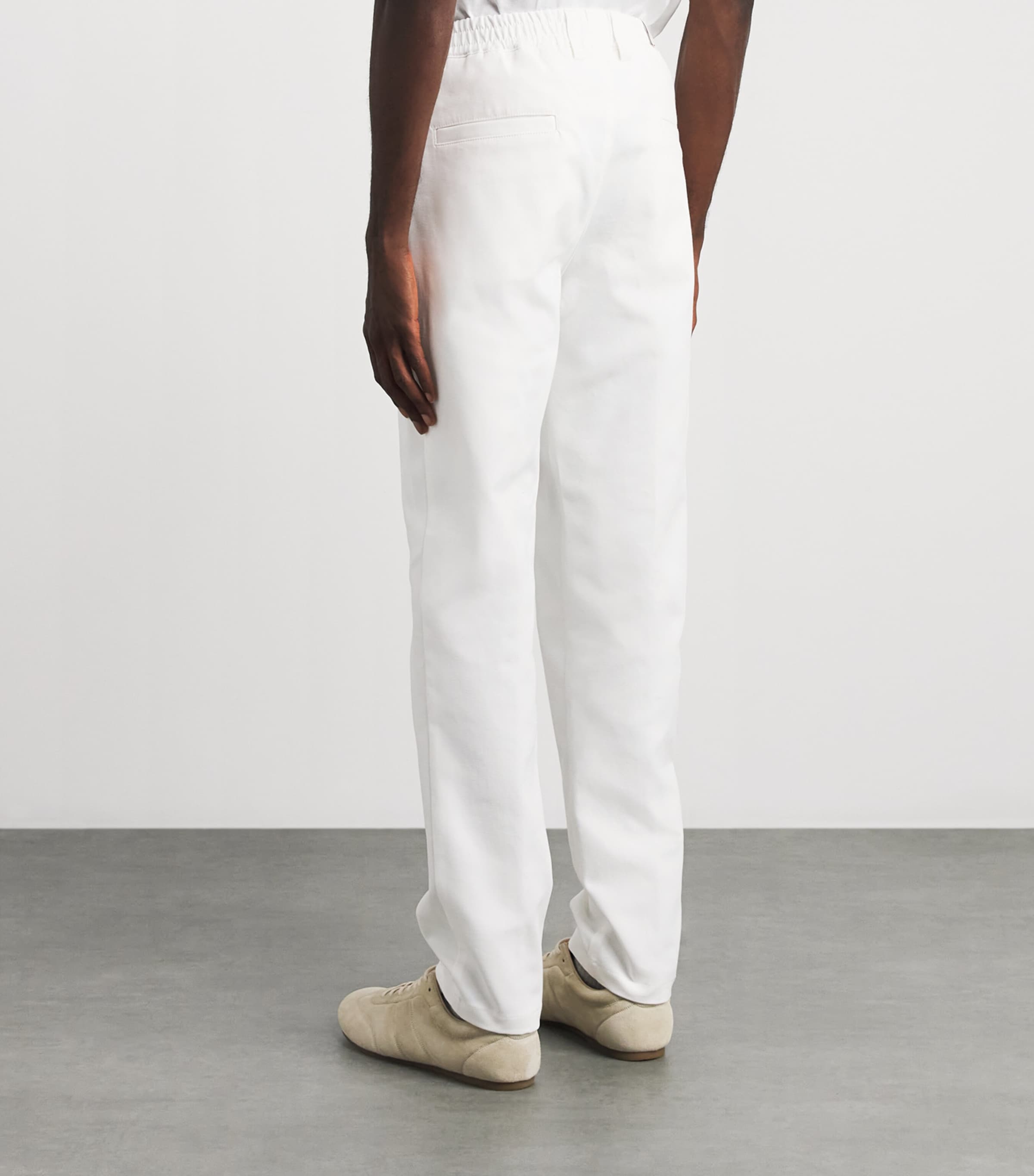 Eleventy Mens Stretch-Cotton Elasticated Trousers Bianco Image 5