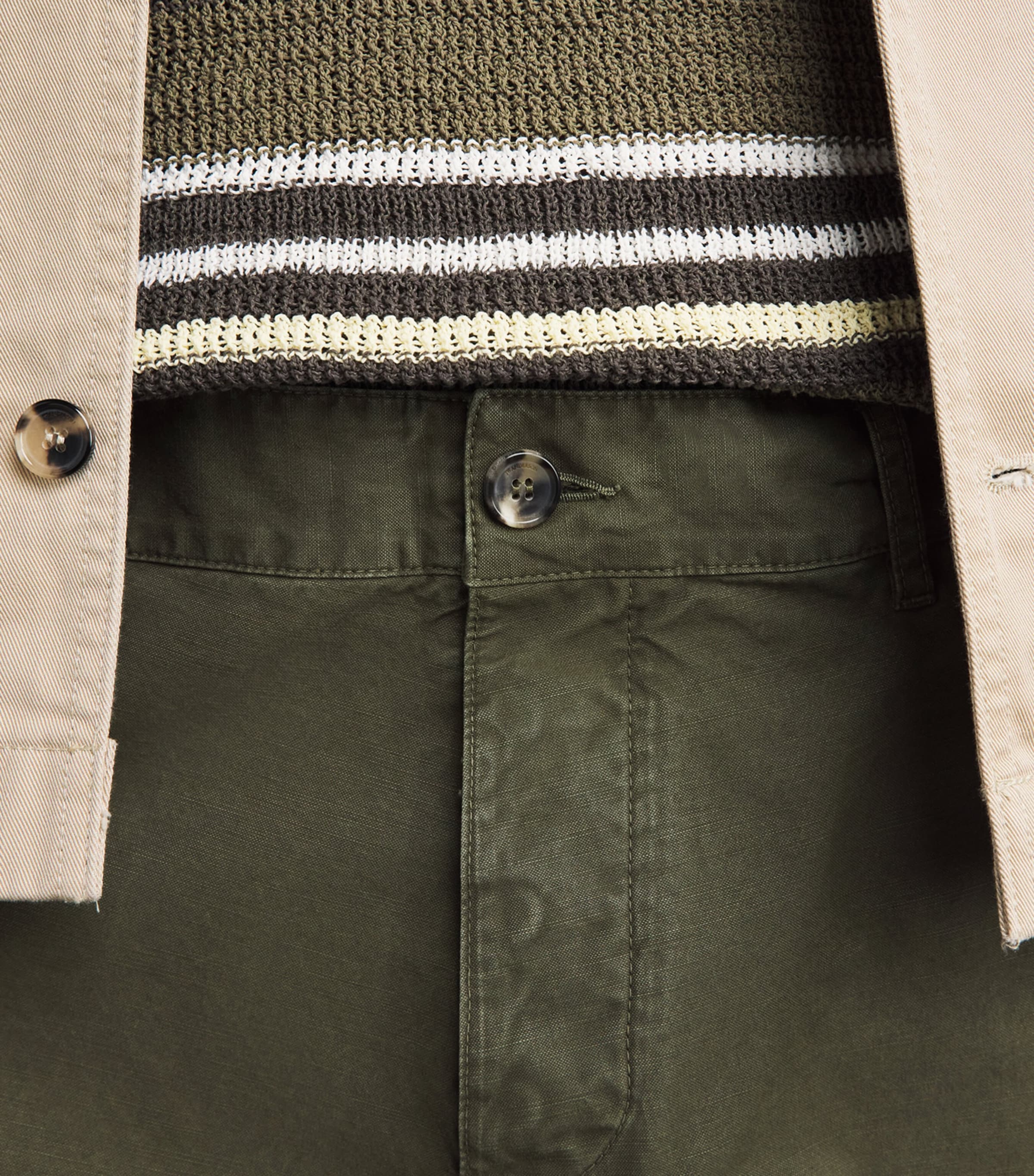 JW Anderson Mens Cotton Cargo Trousers Khaki Image 3