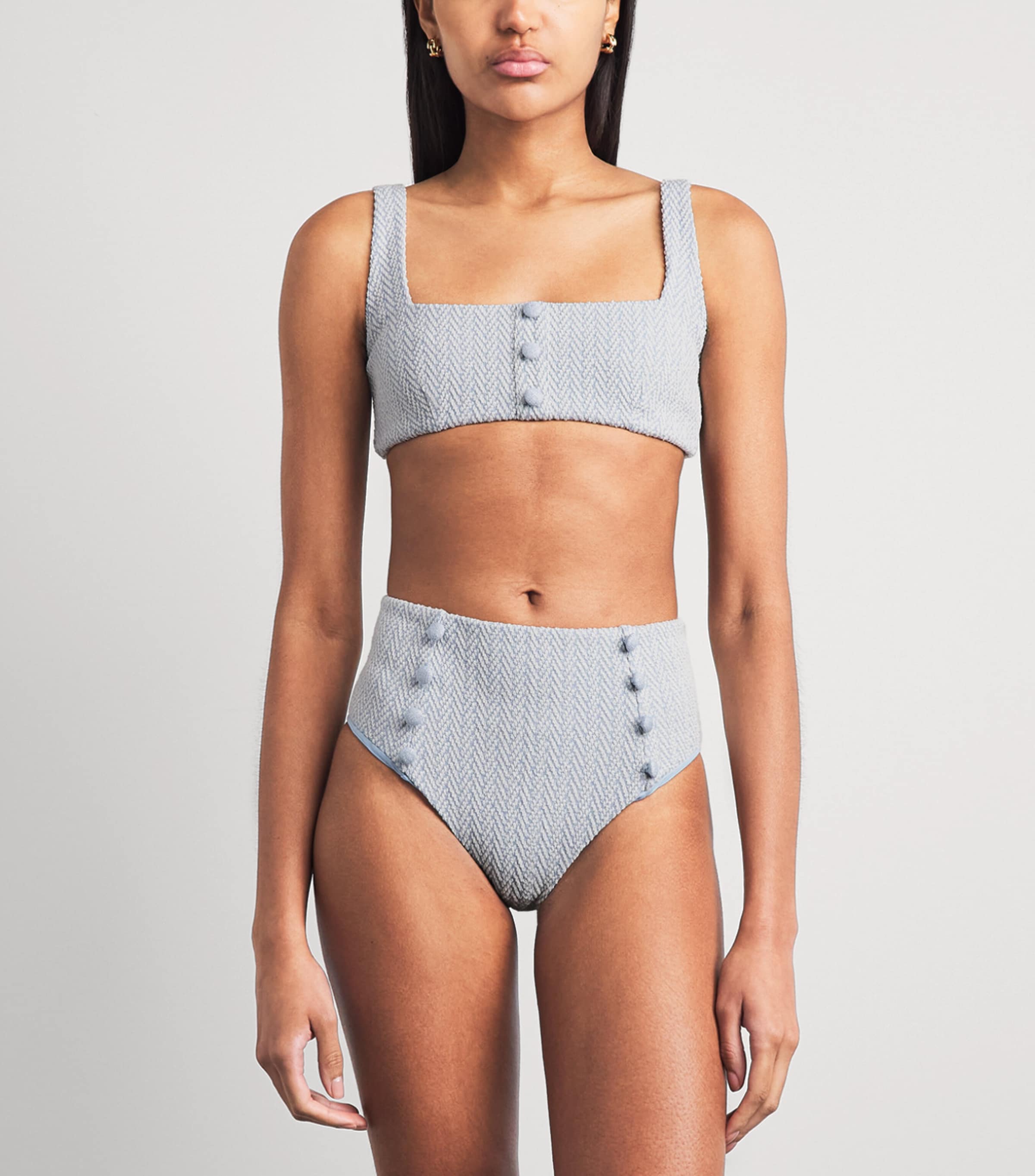 Devon Windsor Womens Herringbone Malia High-Waist Bikini Briefs Polar Image 2