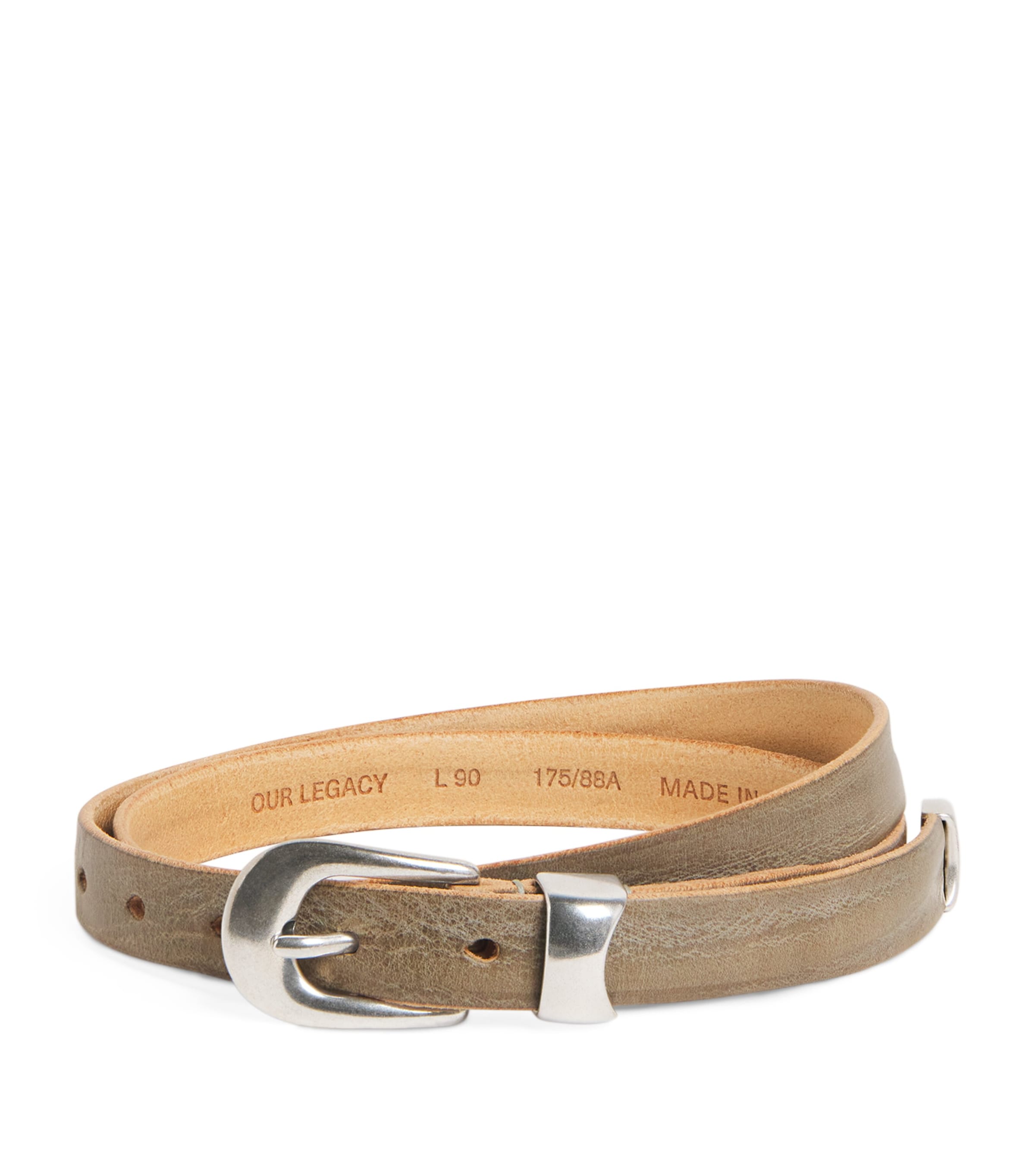 Our Legacy Leather Antiqued Belt Overcast Blue Ltr Image 1