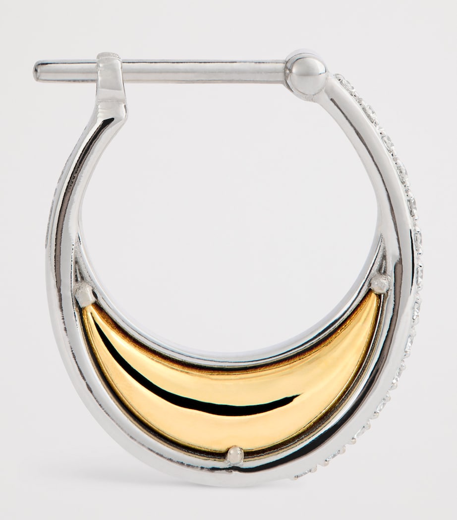 Mixed Gold and Diamond Bloop Moon N*93 Hoop Earrings MIXED GOLD Image 4