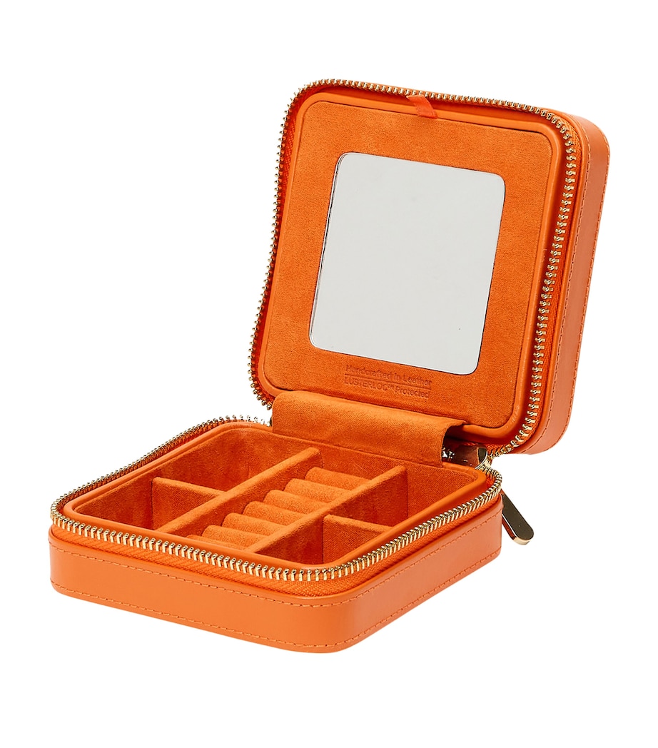 Small Leather Maria Jewellery Case TANGERINE Image 3