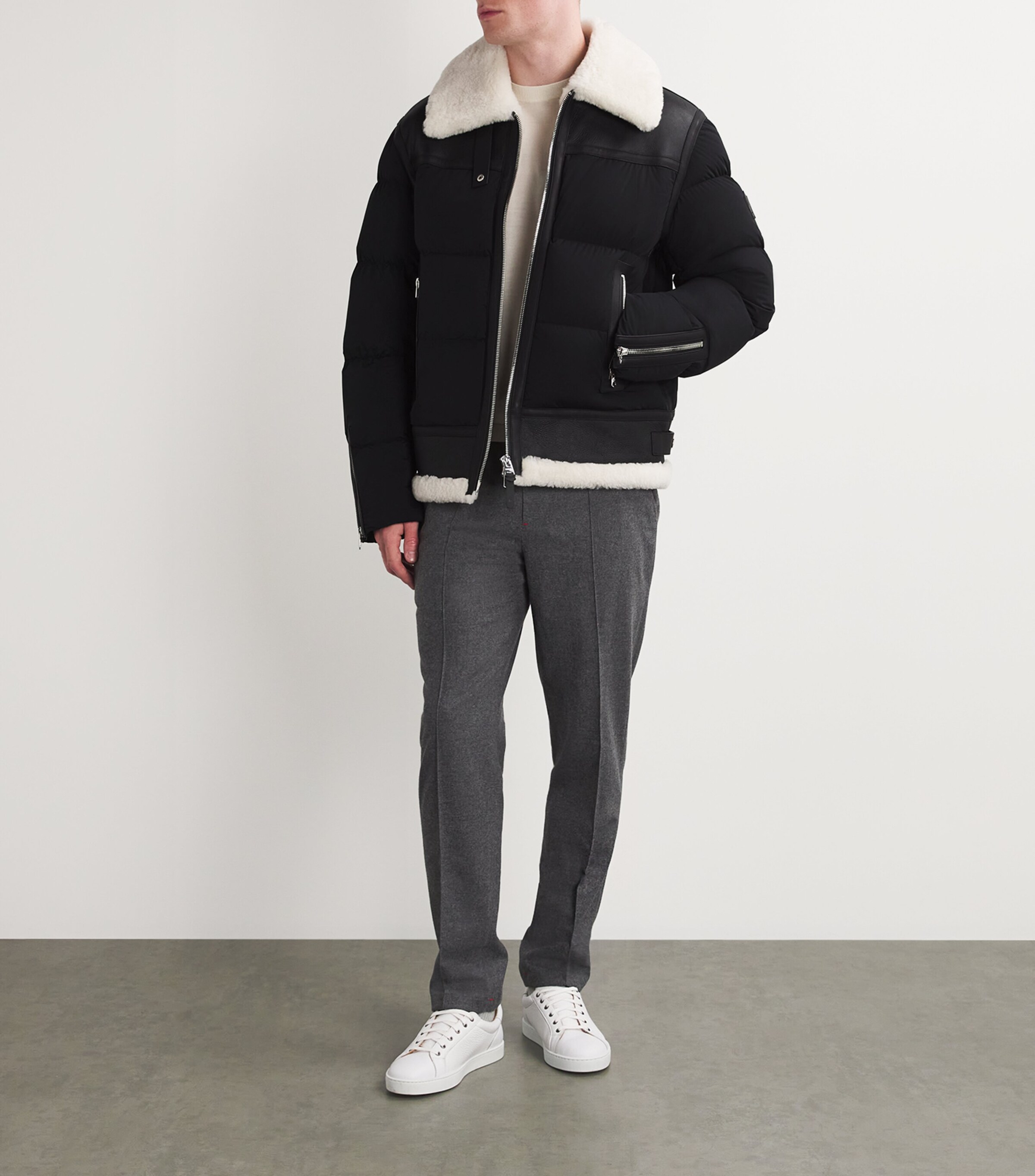 Robert Shearling Puffer Jacket BLACK-NATURAL Image 2