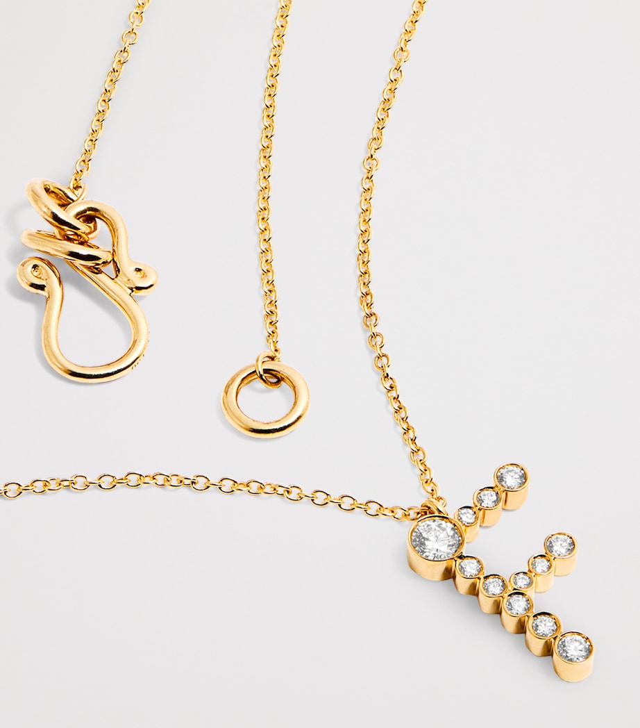 Yellow Gold and Diamond Soprano 'F' Necklace YELLOW GOLD Image 5