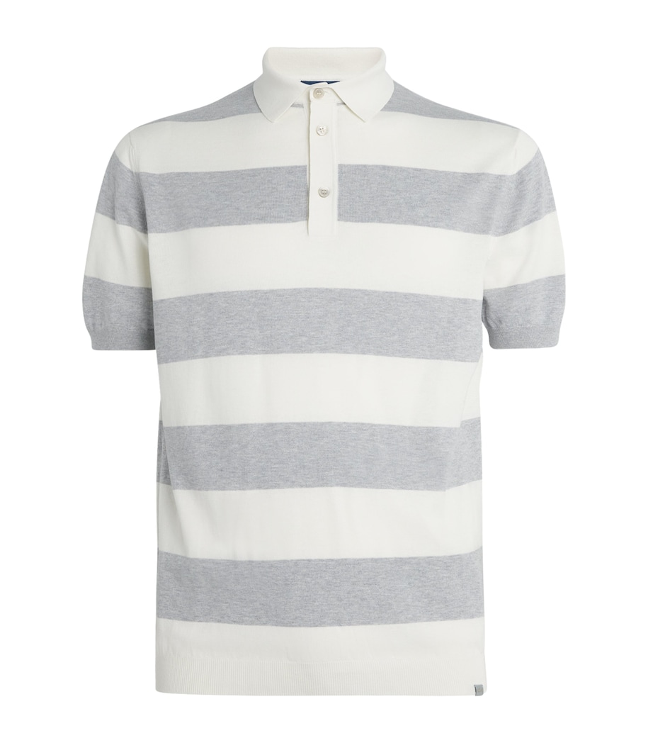 Silk-Cotton Stripe Polo Shirt 202PLM + WHSPR WHT Image 1