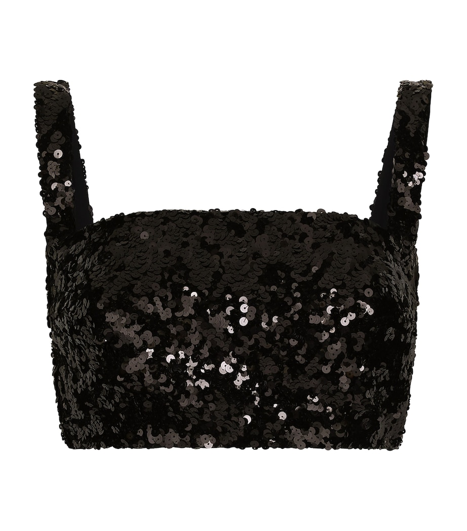 Sequin Sleeveless Crop Top N0000-BLACK Image 1