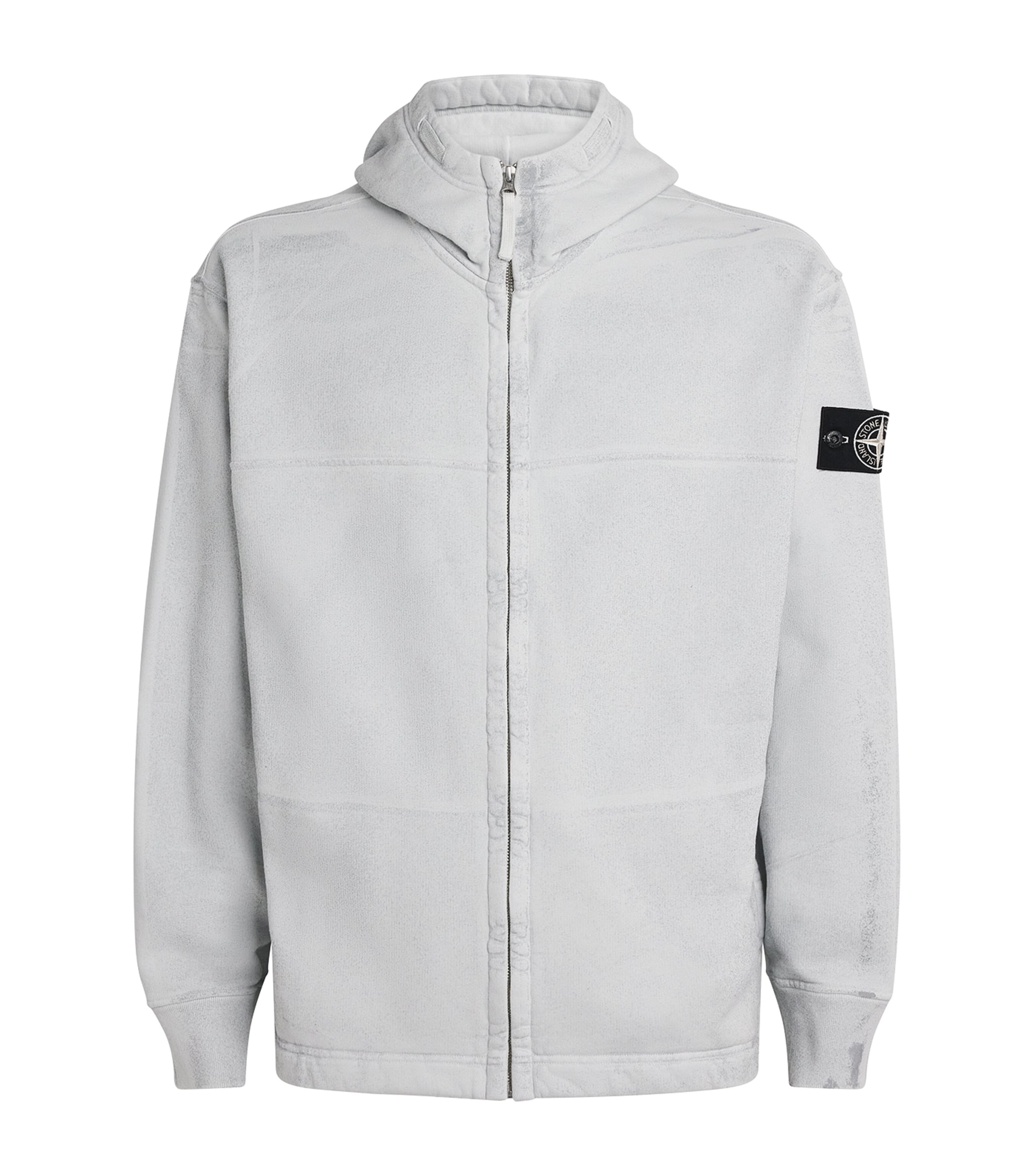Stone Island Mens Cotton Fleece Laminated Hoodie Image 1