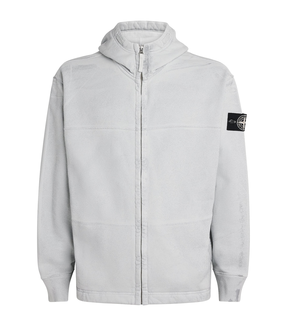 Stone Island Mens Cotton Fleece Laminated Hoodie Image 1