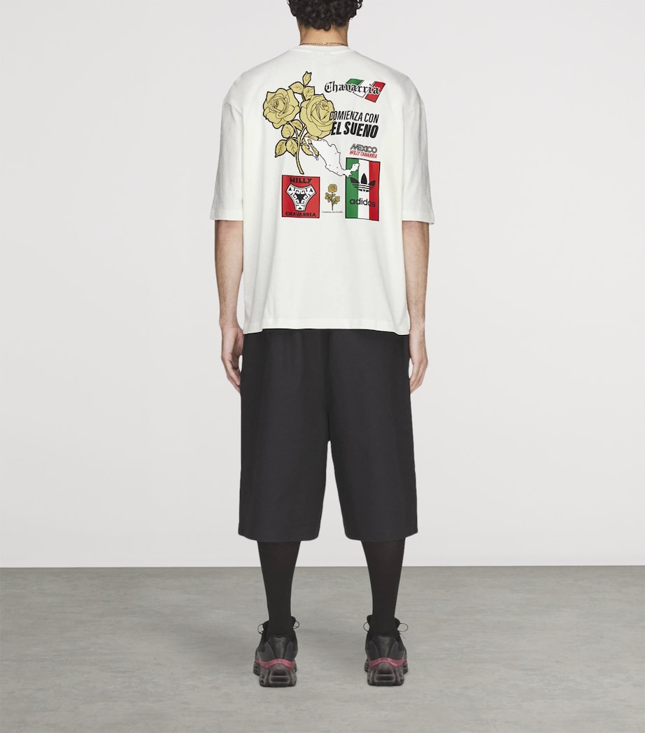 Willy Chavarria Mens x adidas Originals Cotton Mexico Printed T-Shirt Off White Image 4