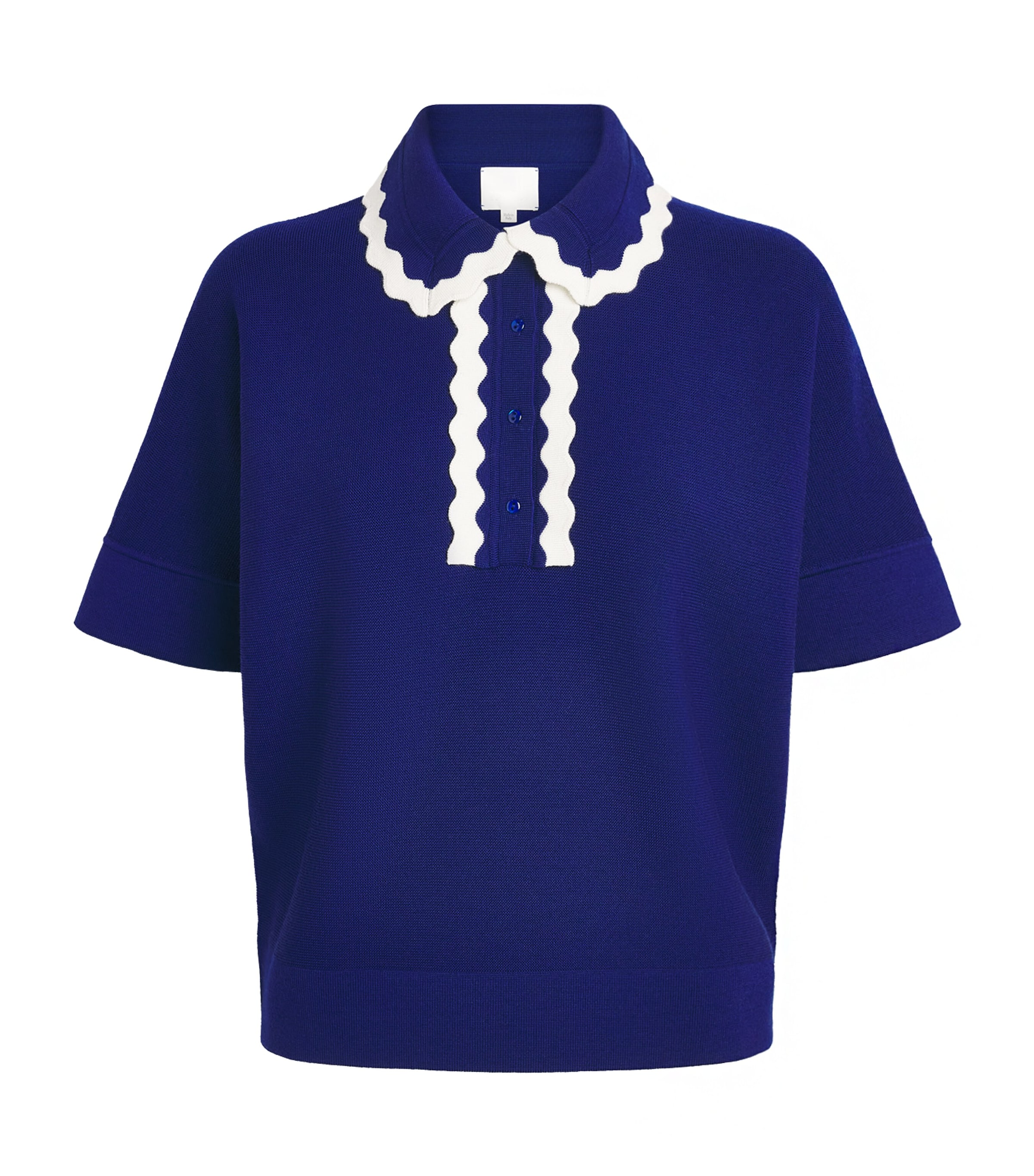 Molli Womens Virgin Wool Scalloped-Collar Sweater Blue Faience Milk Image 1