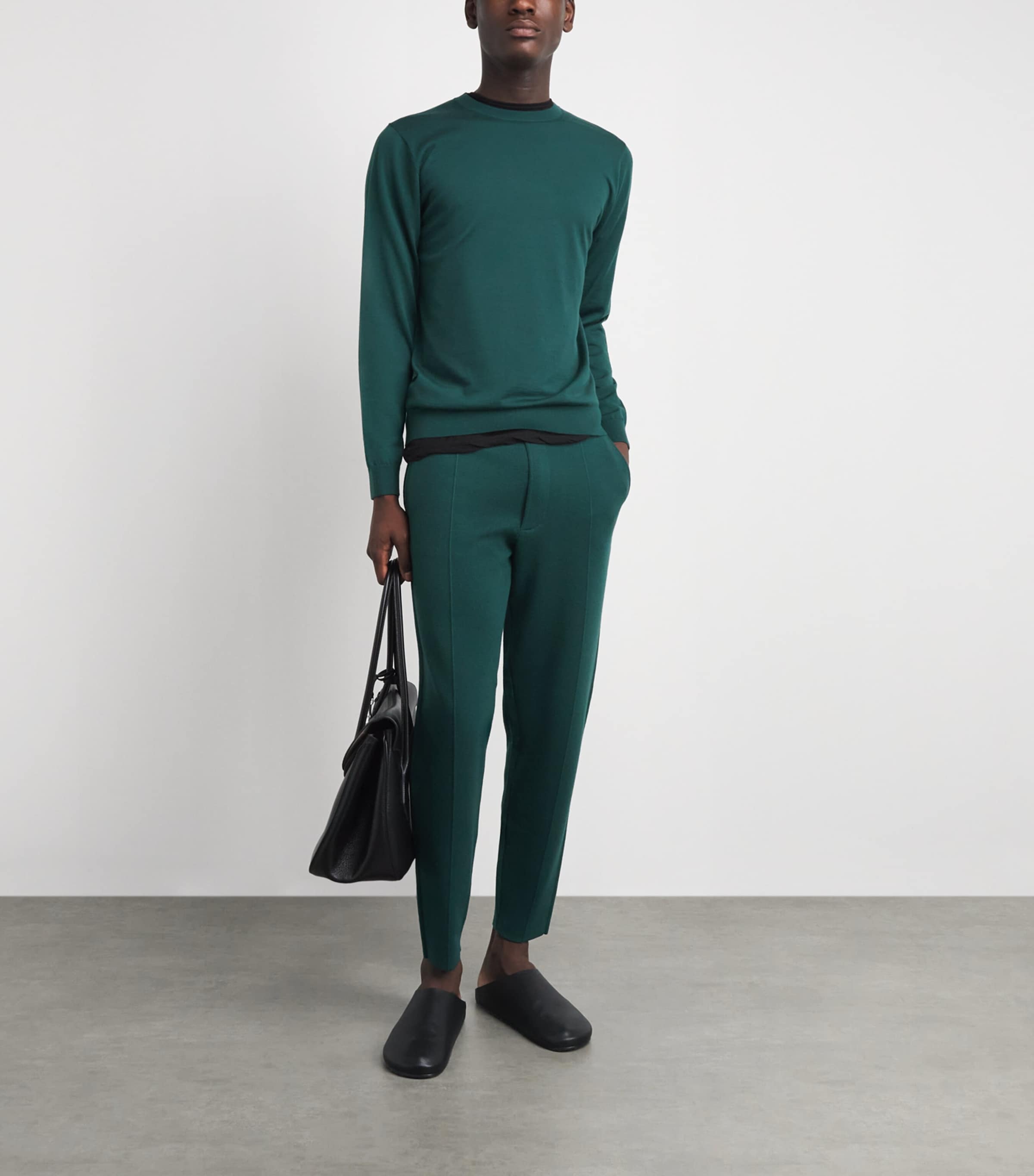 Falke Mens Ultrafine Merino Wool Trousers Forest Image 2
