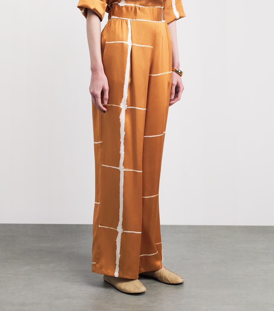 Kiton Womens Silk Printed Trousers Leather/white Image 4