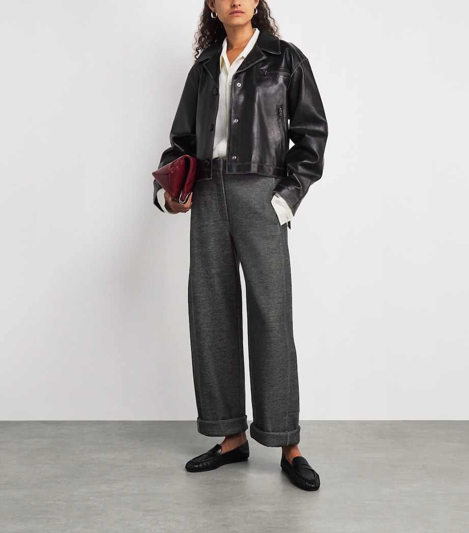 Wool-Blend Barrel Trousers DARK GREY Image 2