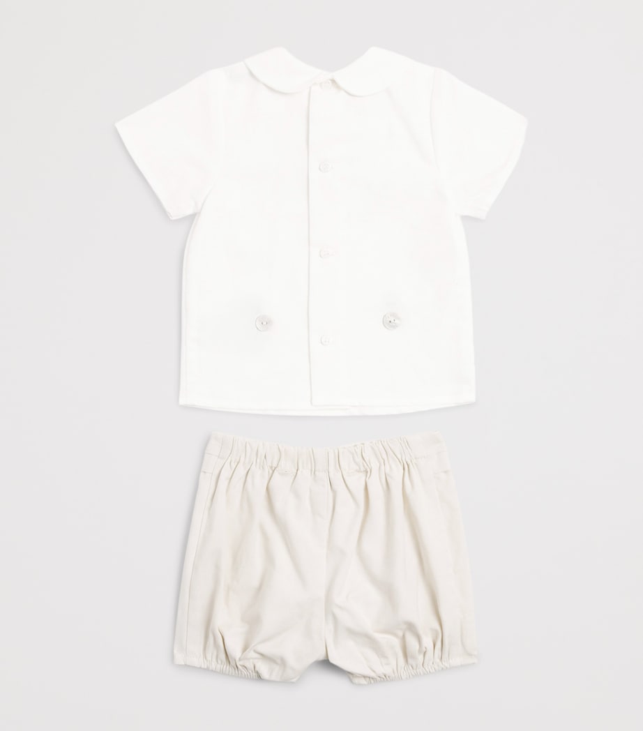 Cotton-Linen Blouse and Shorts Set (1-24 Months) 0179 WHITE/LINEN Image 2