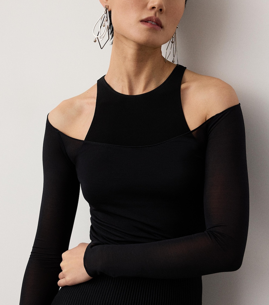 Ralph Lauren Collection Womens Mulberry Silk Layered Maxine Top Black Image 4