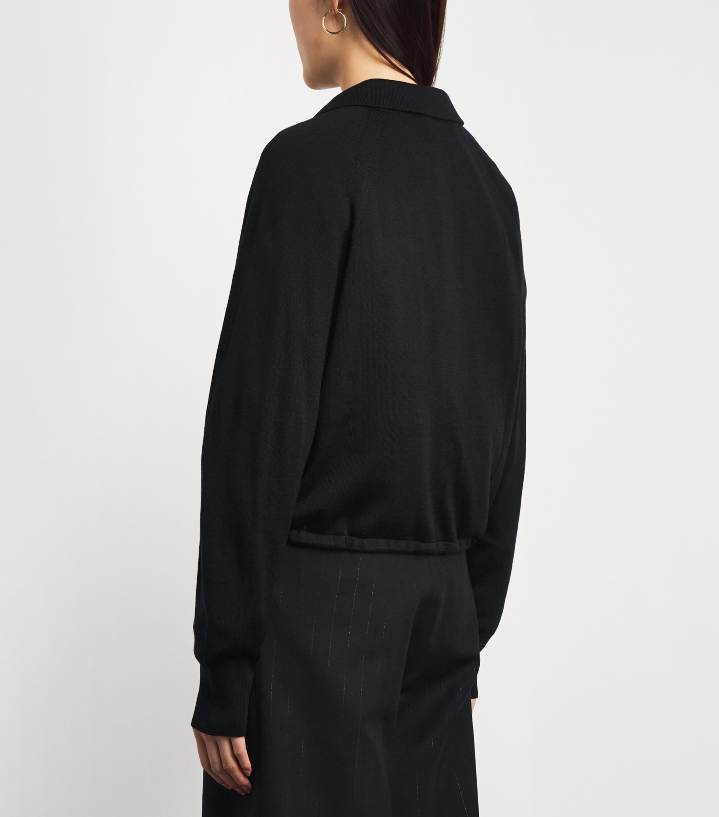 Sandro Paris Womens Wool-Blend Polo Sweater Black Image 5