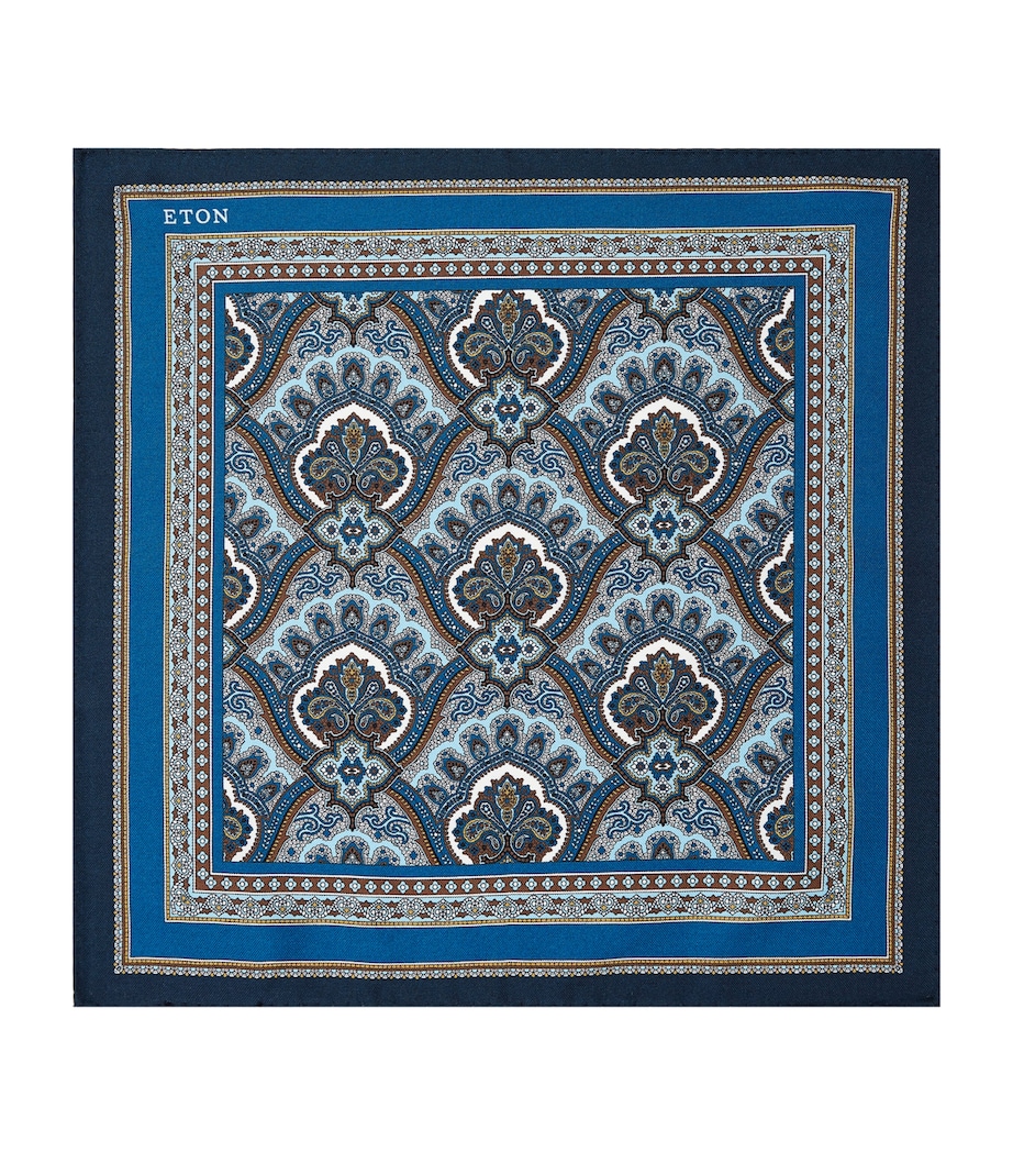 Silk Paisley Pocket Square 27-BLUE Image 1