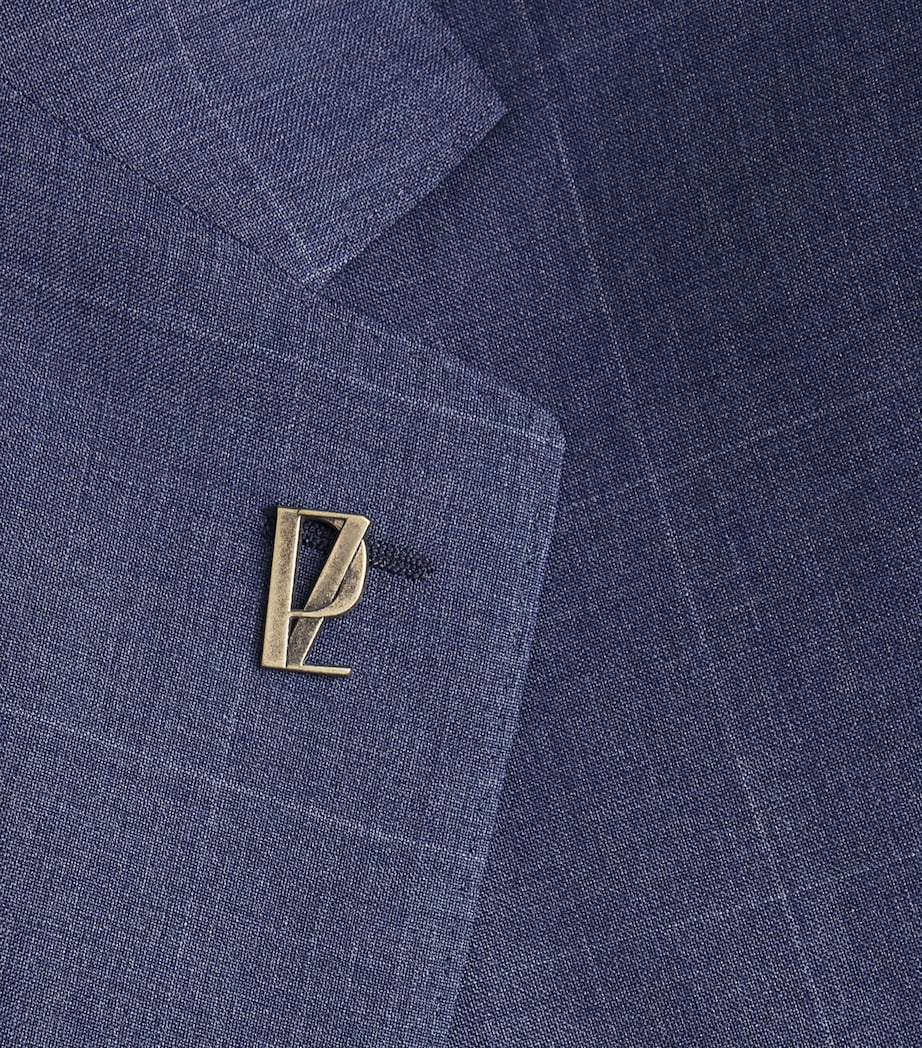 Pal Zileri Mens Wool Check Vicenza 2-Piece Suit Blue Image 6
