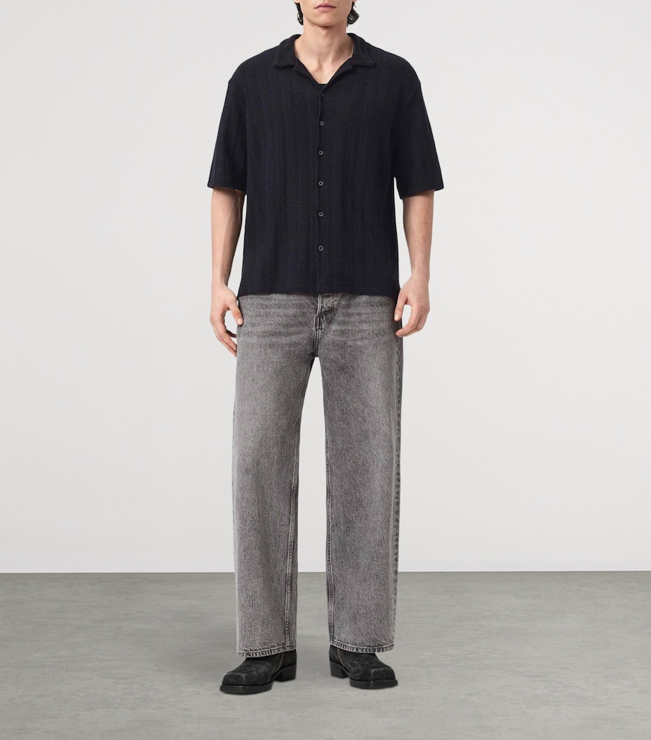 AllSaints Mens Knitted Trace Shirt Jet Black Image 2