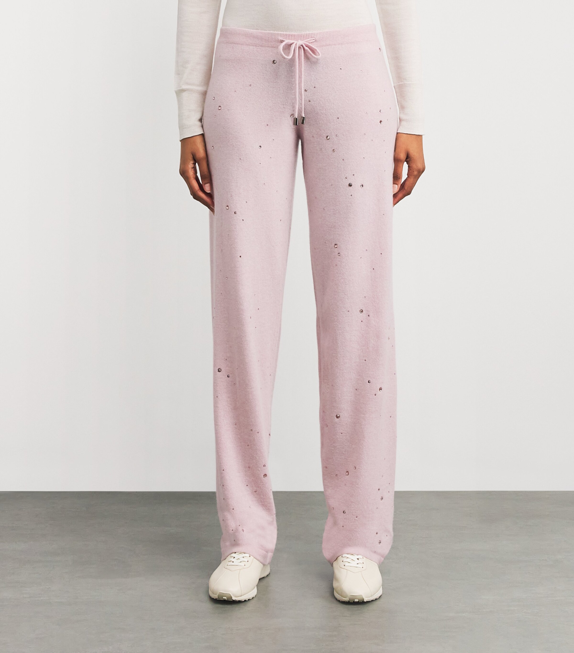 Cashmere Crystal-Embellished Sweatpants PINK SORBET/VIN Image 3