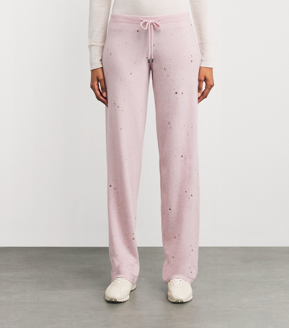 Cashmere Crystal-Embellished Sweatpants PINK SORBET/VIN Image 3