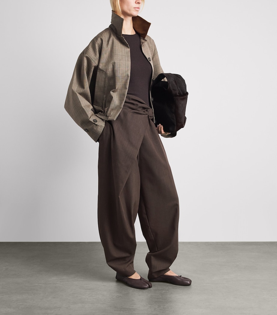 Róhe Womens Wool Sarong-Knot Trousers Dark Brown Image 2