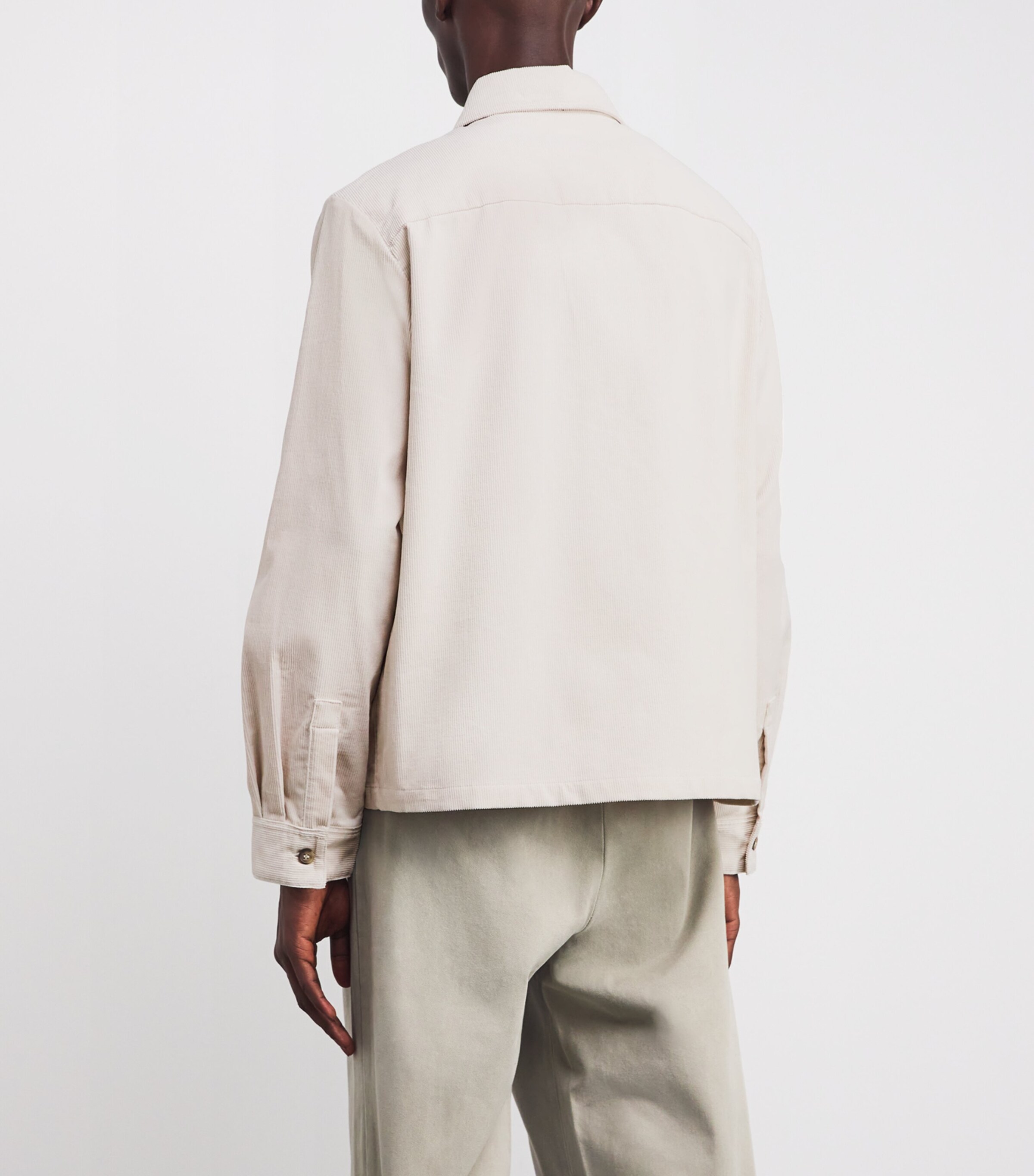 A.P.C. Mens Cotton Corduroy Leon Overshirt Aae Mastic Image 4