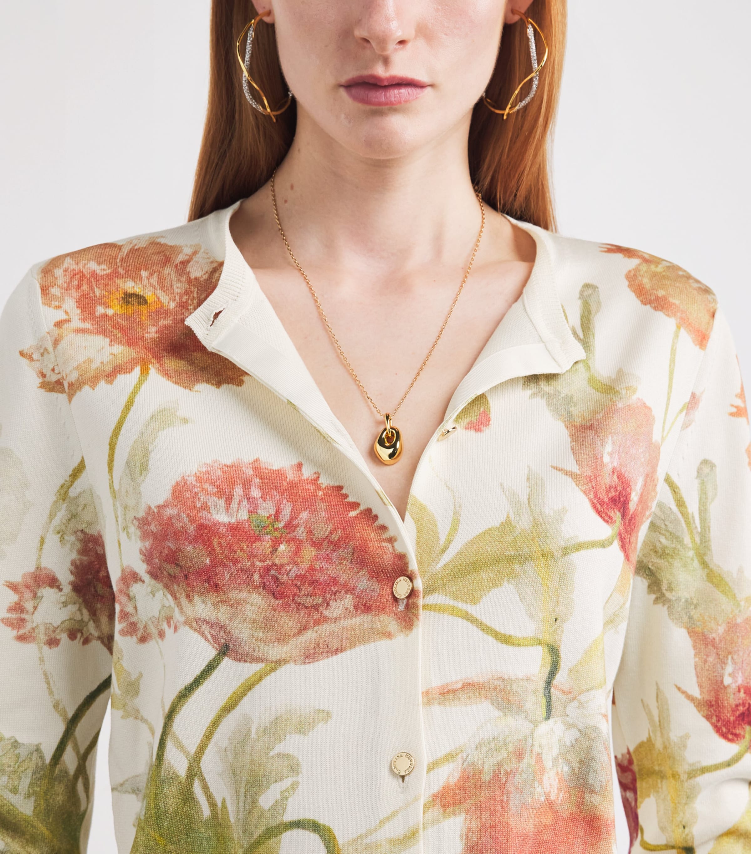 Cotton-Silk Floral Cardigan 264 ALMOND MULTI Image 6