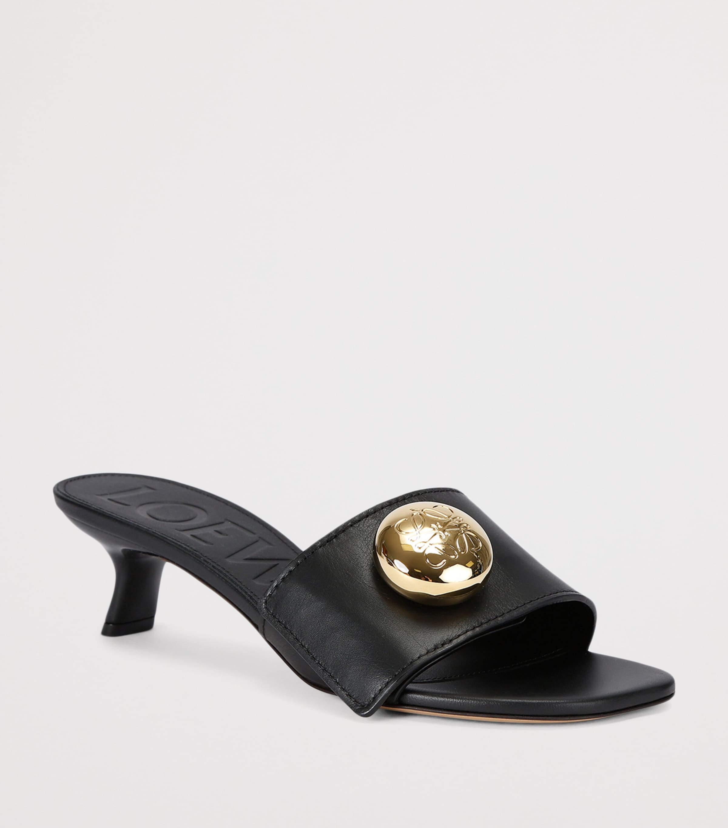 Leather Pebble Mules 45 BLACK Image 3