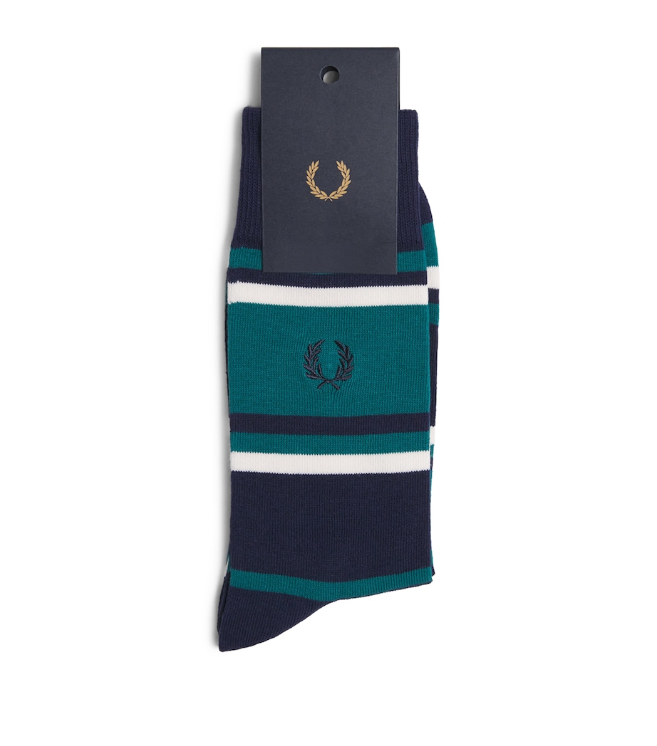 Fred Perry Mens Cotton-Blend Tennis Stripe Socks Tennis Blue Image 1