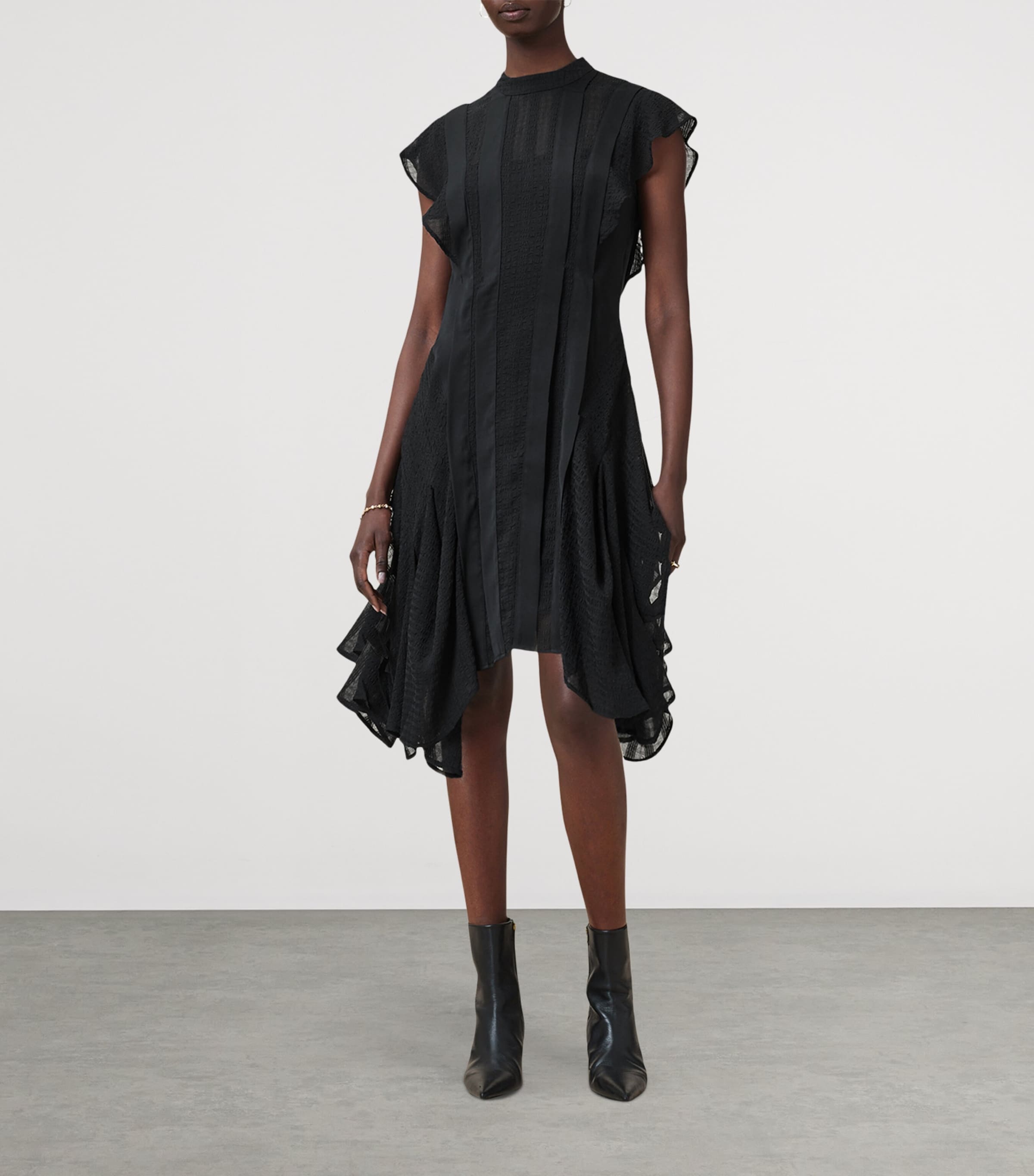 Asymmetric Fleur Dress BLACK Image 3