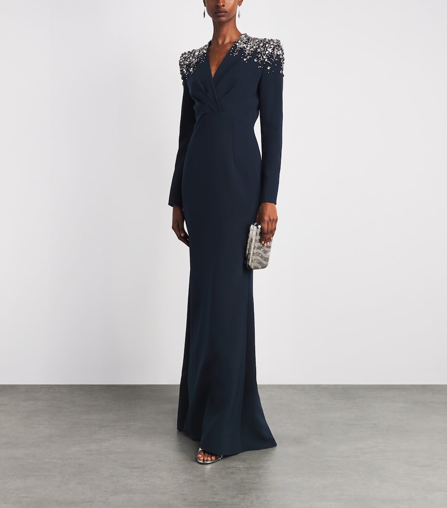 Jenny Packham Womens Embellished Quicksilver Maxi Dress Ink Image 2